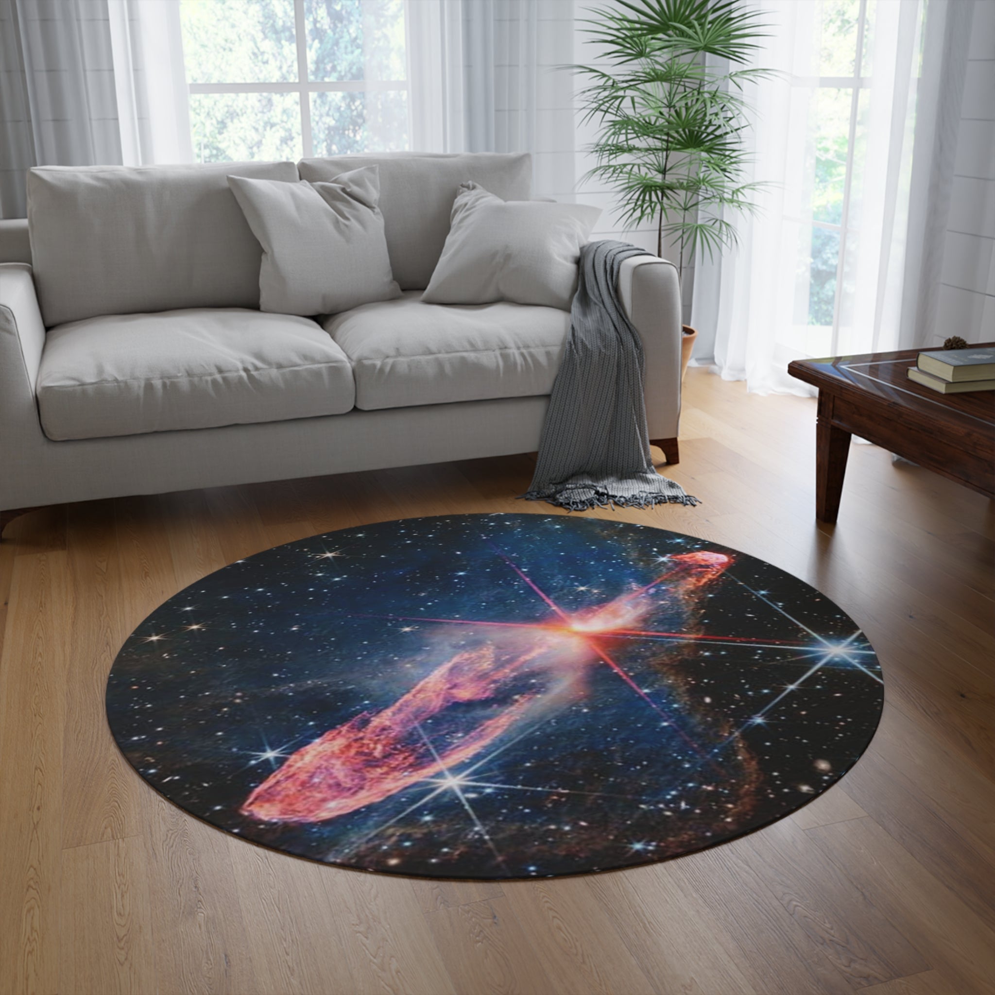 Cosmic Nebula Round Rug | Galaxy Space Stars Floor Mat