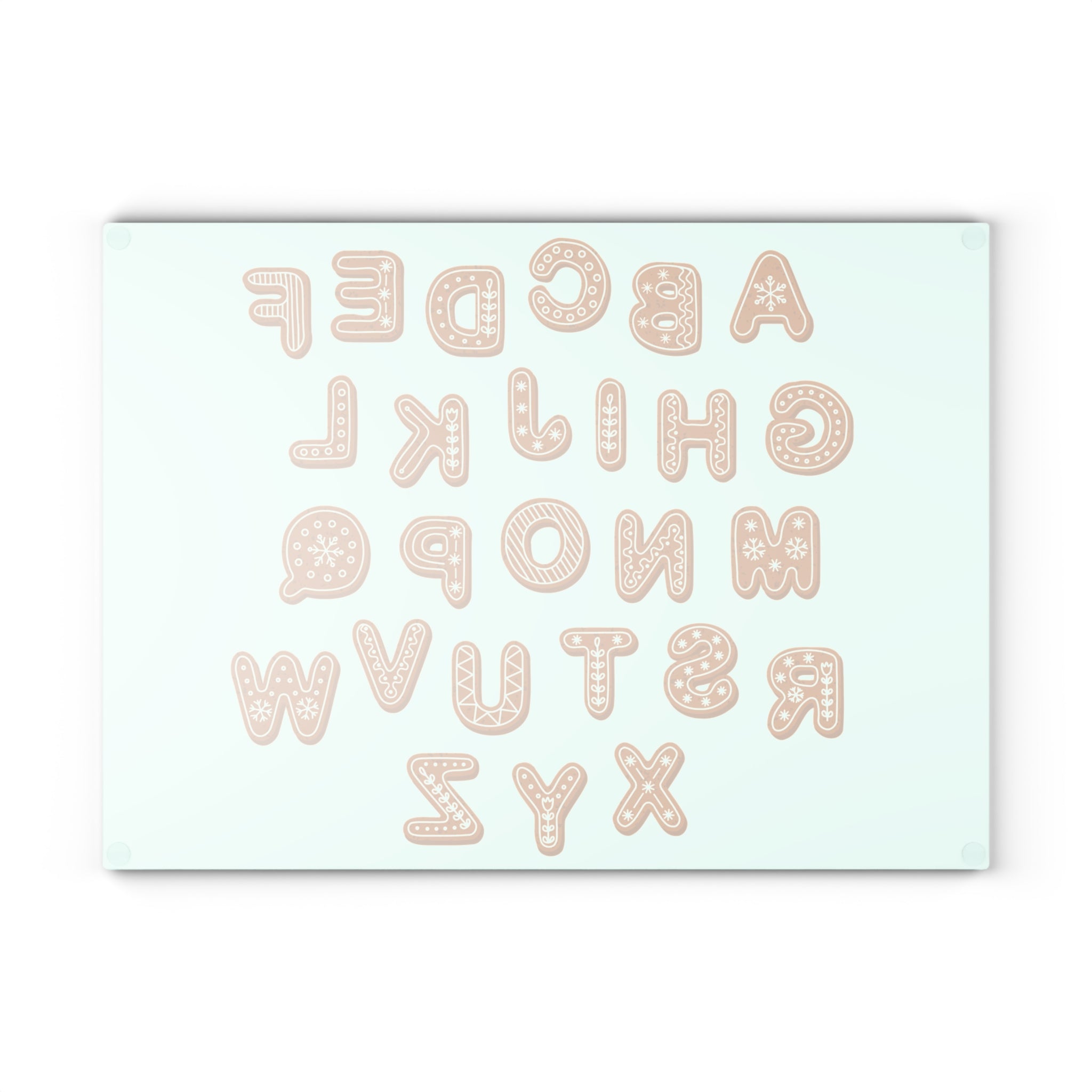 Gingerbread Alphabet Glass Cutting Board | Cookie Letter Kitchen Decor