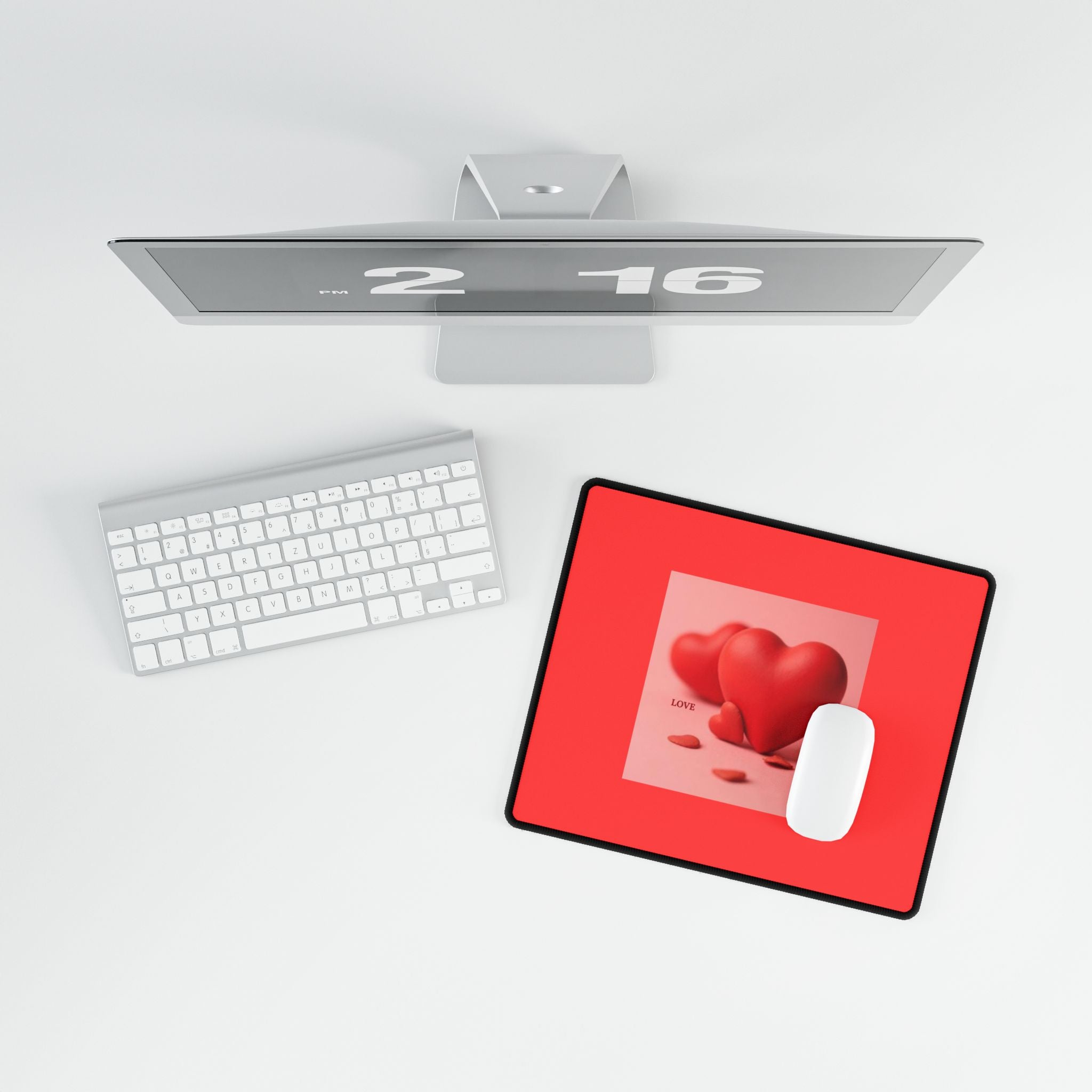 Red 3D Hearts Desk Mat | Valentine Love Mousepad