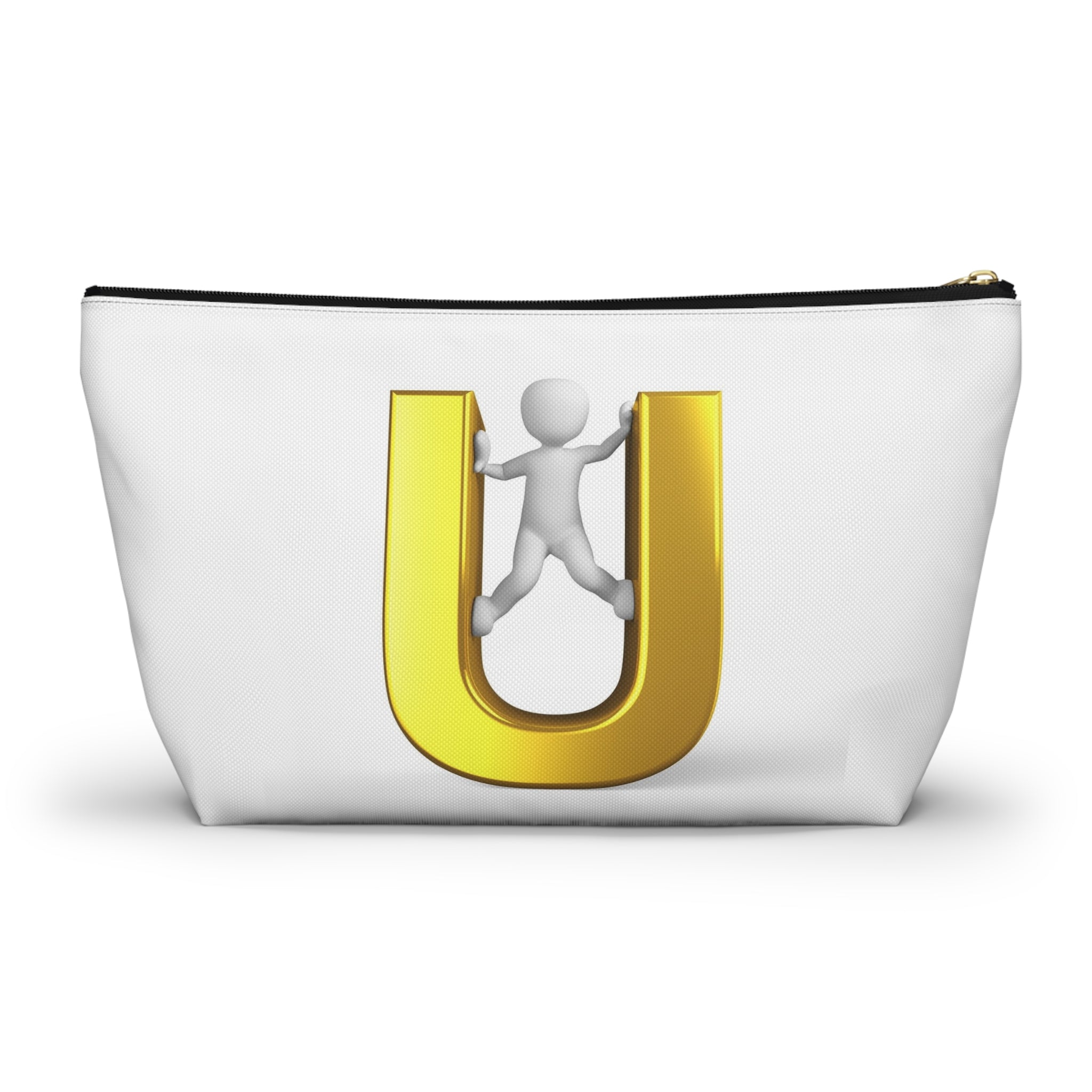 Gold Letter U with Climber Accessory Pouch | T-Bottom Zip Pouch