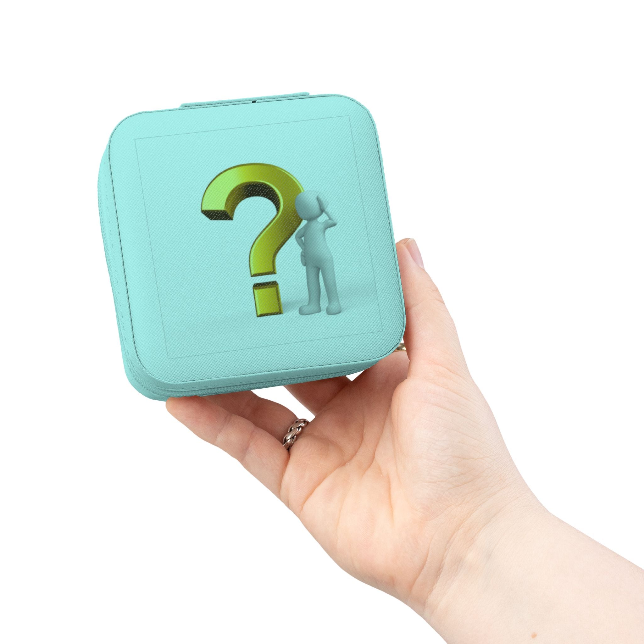 Étui à Bijoux de Voyage Illustration Point d'Interrogation Minimaliste | Organiseur Portable Compact