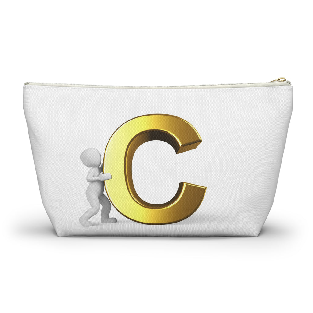 Gold Letter C Monogram Accessory Pouch | Initial Cosmetic Bag