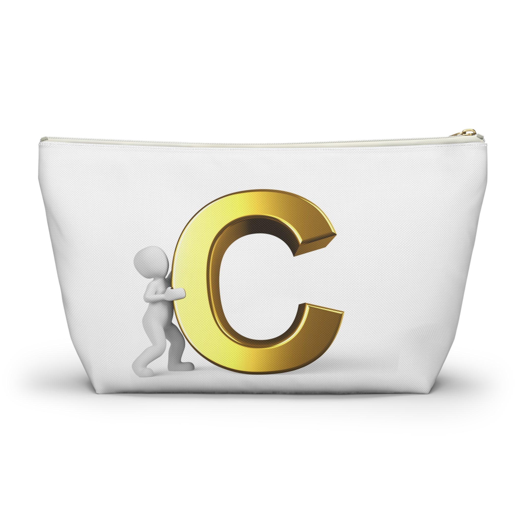 Gold Letter C Monogram Accessory Pouch | Initial Cosmetic Bag