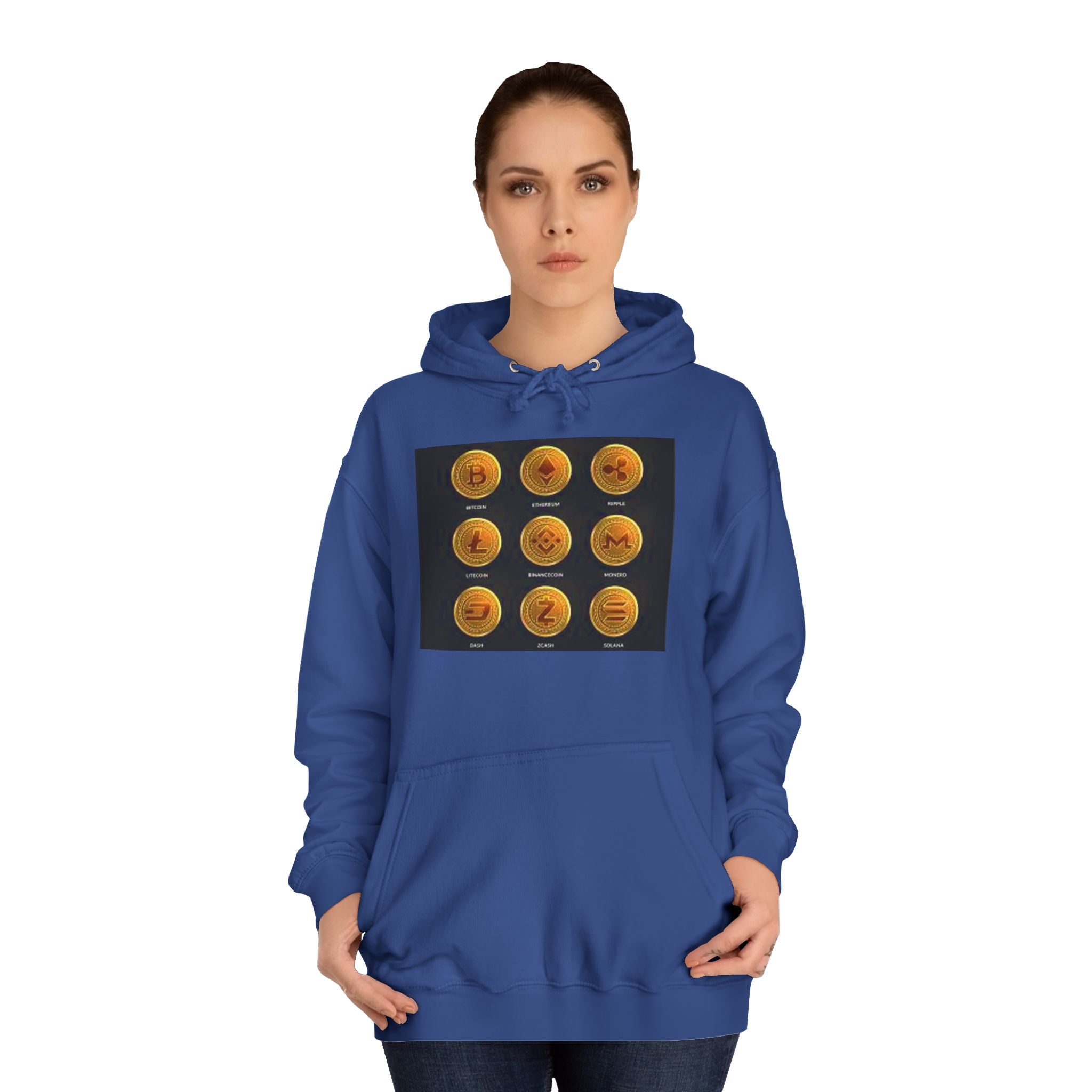 Crypto Coin Icons Hoodie | Bitcoin Ethereum Litecoin Ripple Doge Zcash Monero