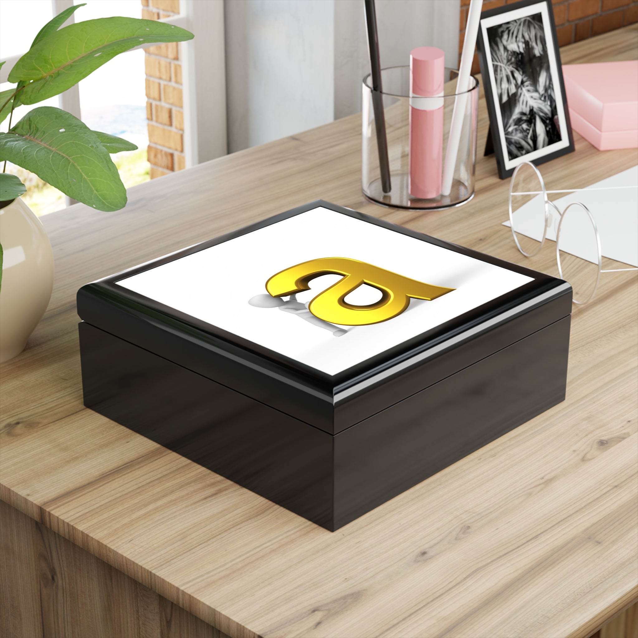 Gold Letter A Monogram Jewelry Box | Personalized Initial Keepsake Box
