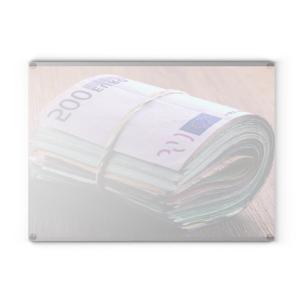 Stacked Euro Banknotes Glass Cutting Board | Money Photo Kitchen Decor
