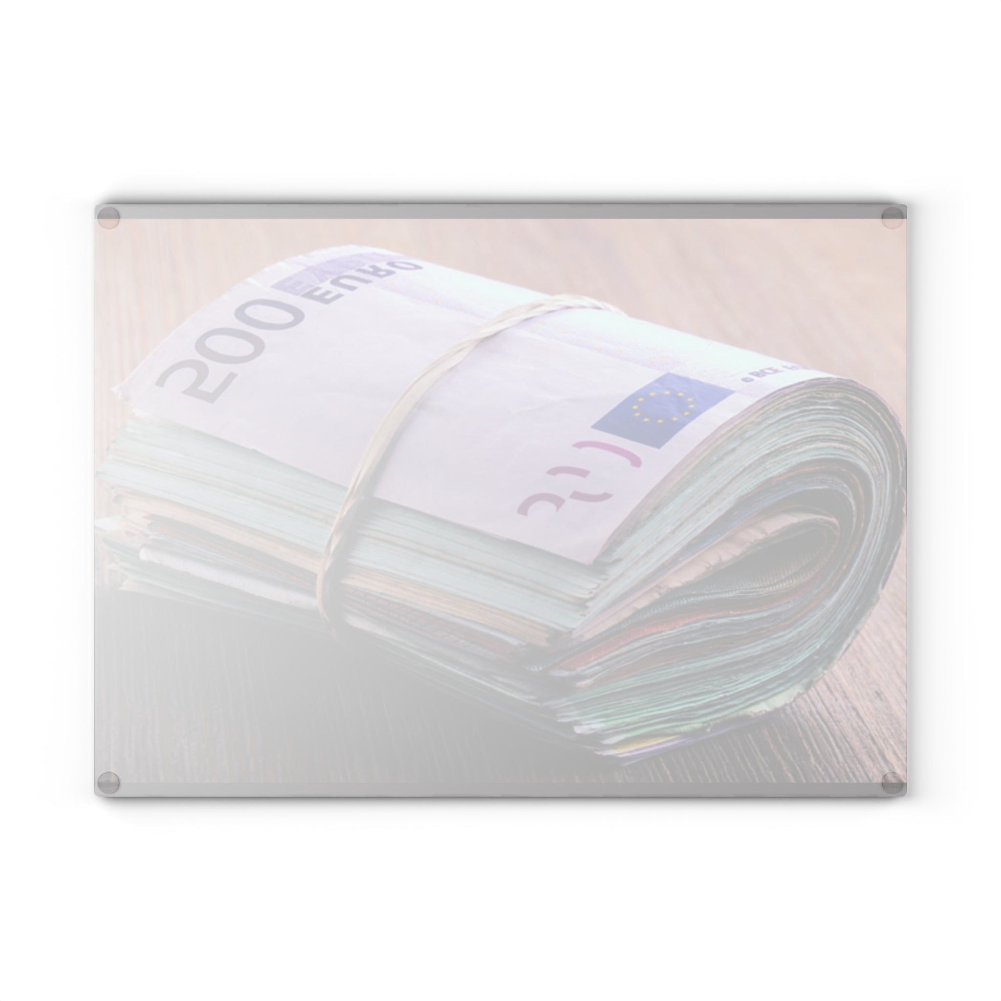 Stacked Euro Banknotes Glass Cutting Board | Money Photo Kitchen Decor