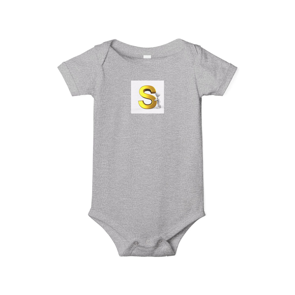 Gold Letter S Monogram Infant One Piece | Baby Bodysuit with Initial