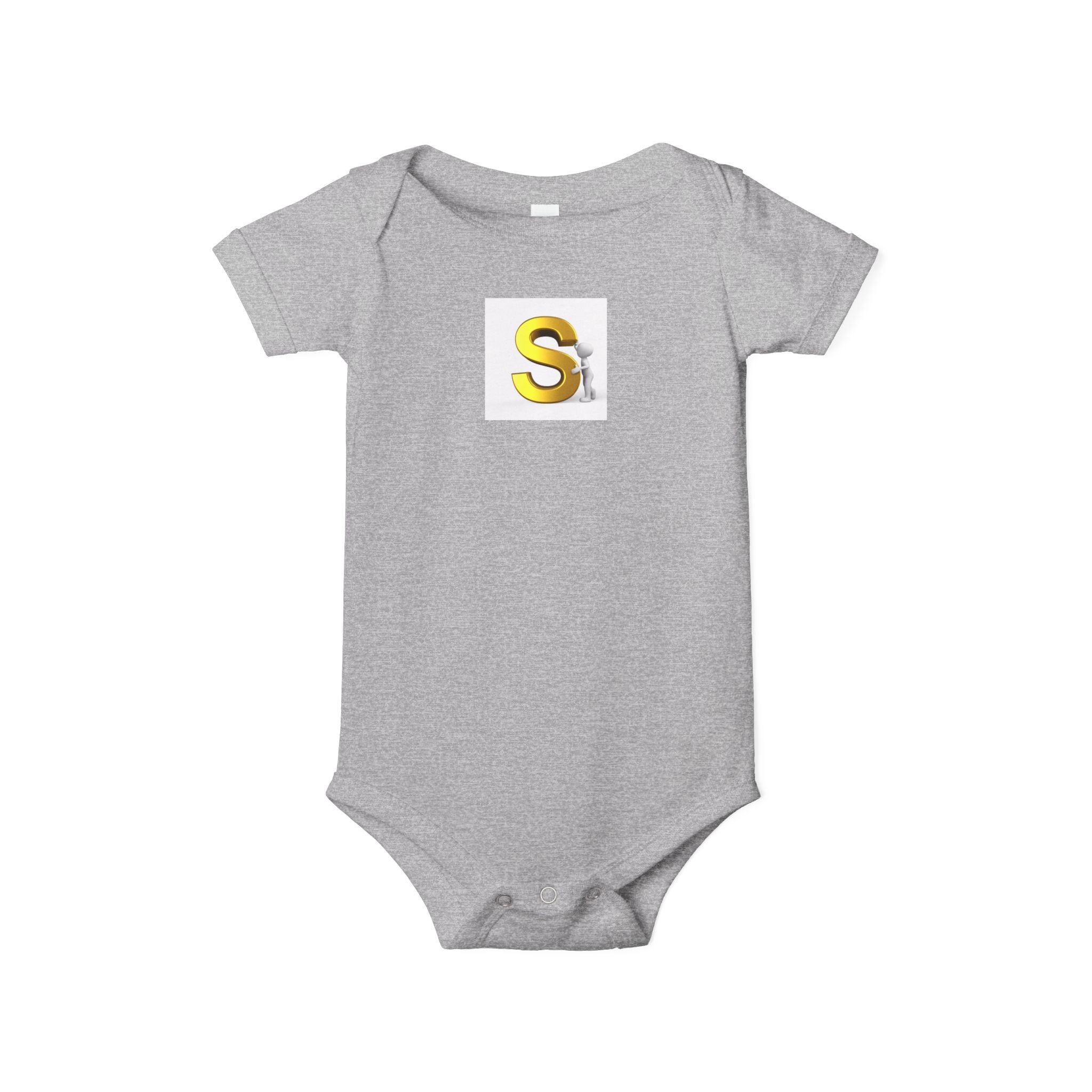 Gold Letter S Monogram Infant One Piece | Baby Bodysuit with Initial