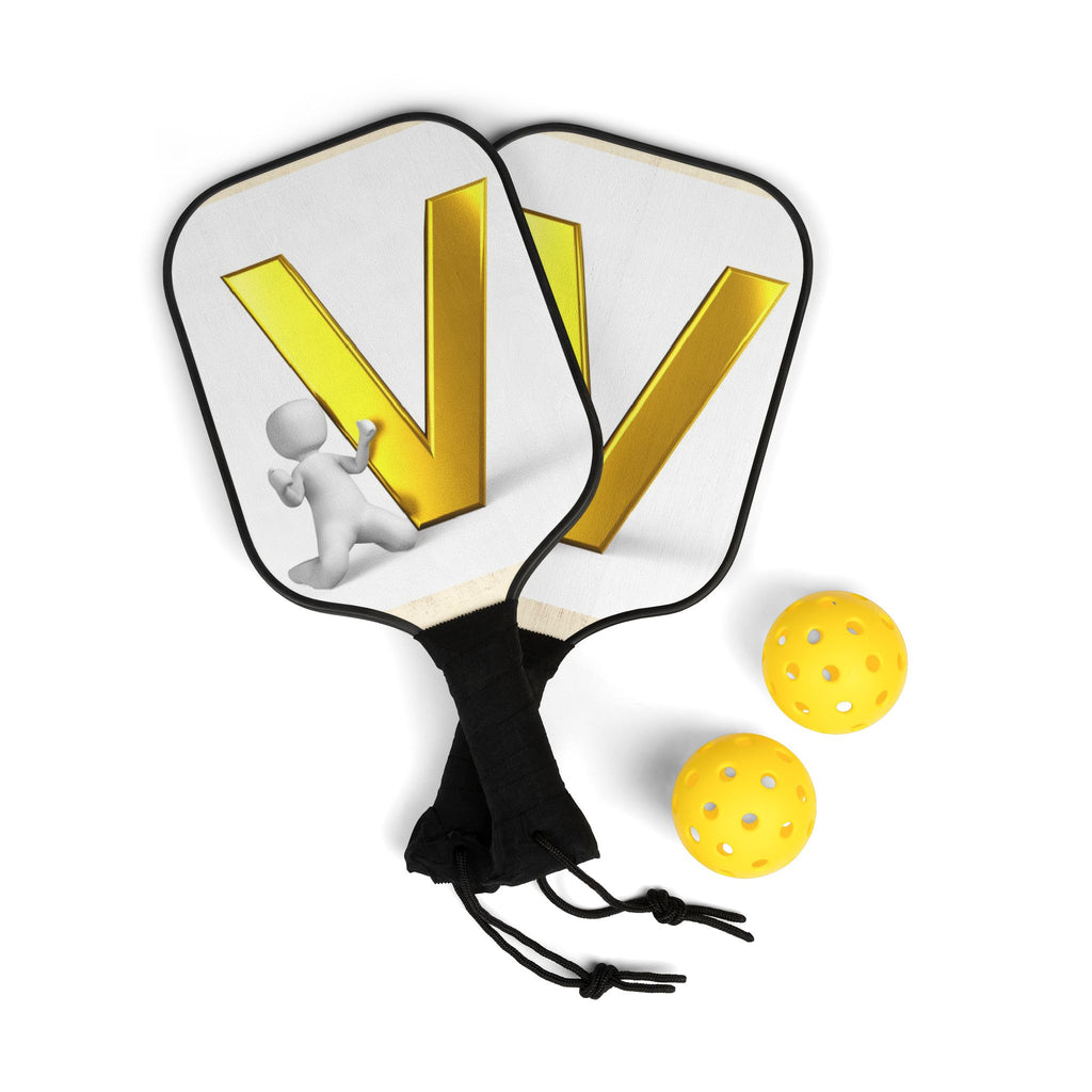 Gold Letter V Pickleball Paddle