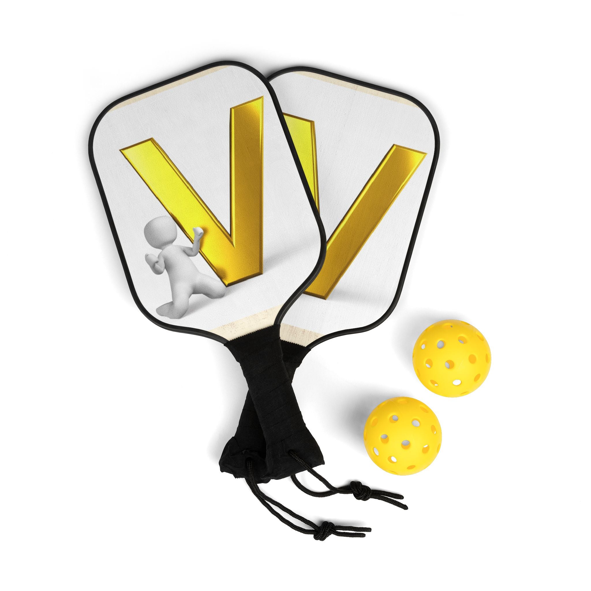Gold Letter V Pickleball Paddle