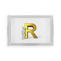 Gold Letter R Monogram Acrylic Serving Tray | Initial R Accent