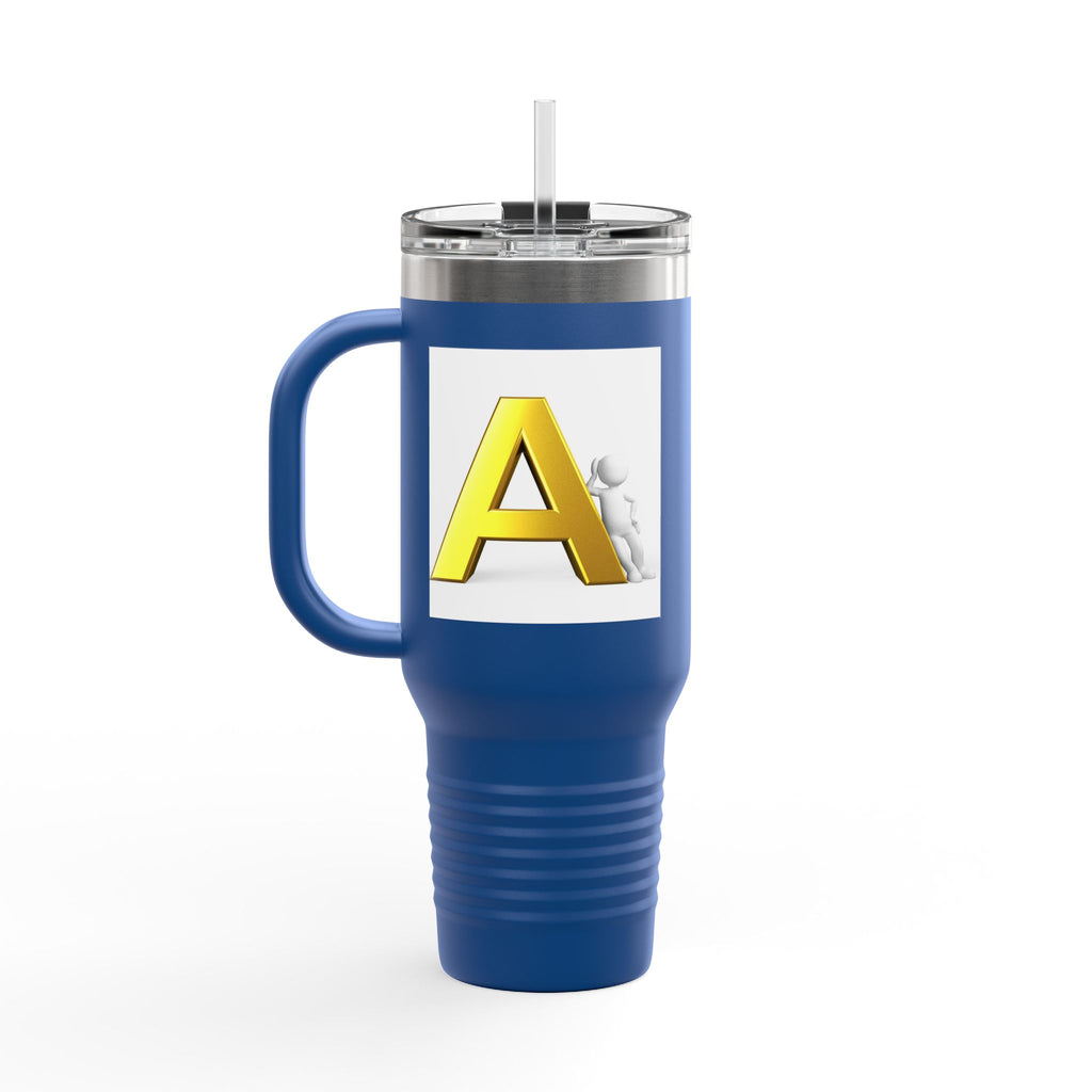 Yellow 3D Letter A Initial Travel Mug | 40oz Insulated Tumbler
