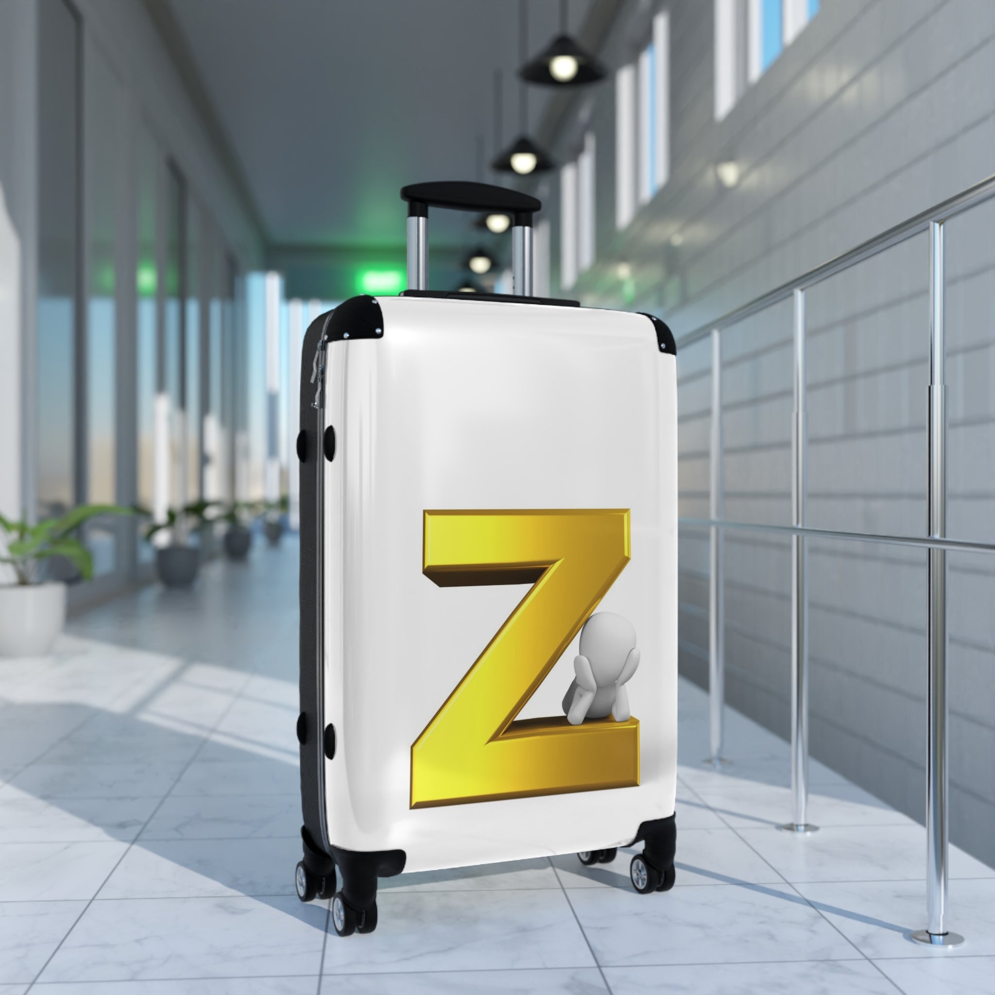 Gold Letter Z Monogram Suitcase | Personalized Luggage Initial
