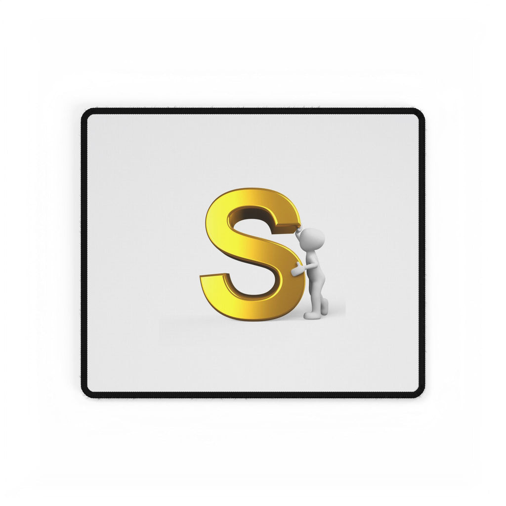 Gold Letter S with 3D Figure Desk Mat | Personalized Initial Desk Mat