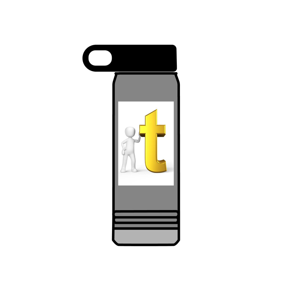 Golden Letter T with Figure Water Bottle | 20oz Stainless Bottle