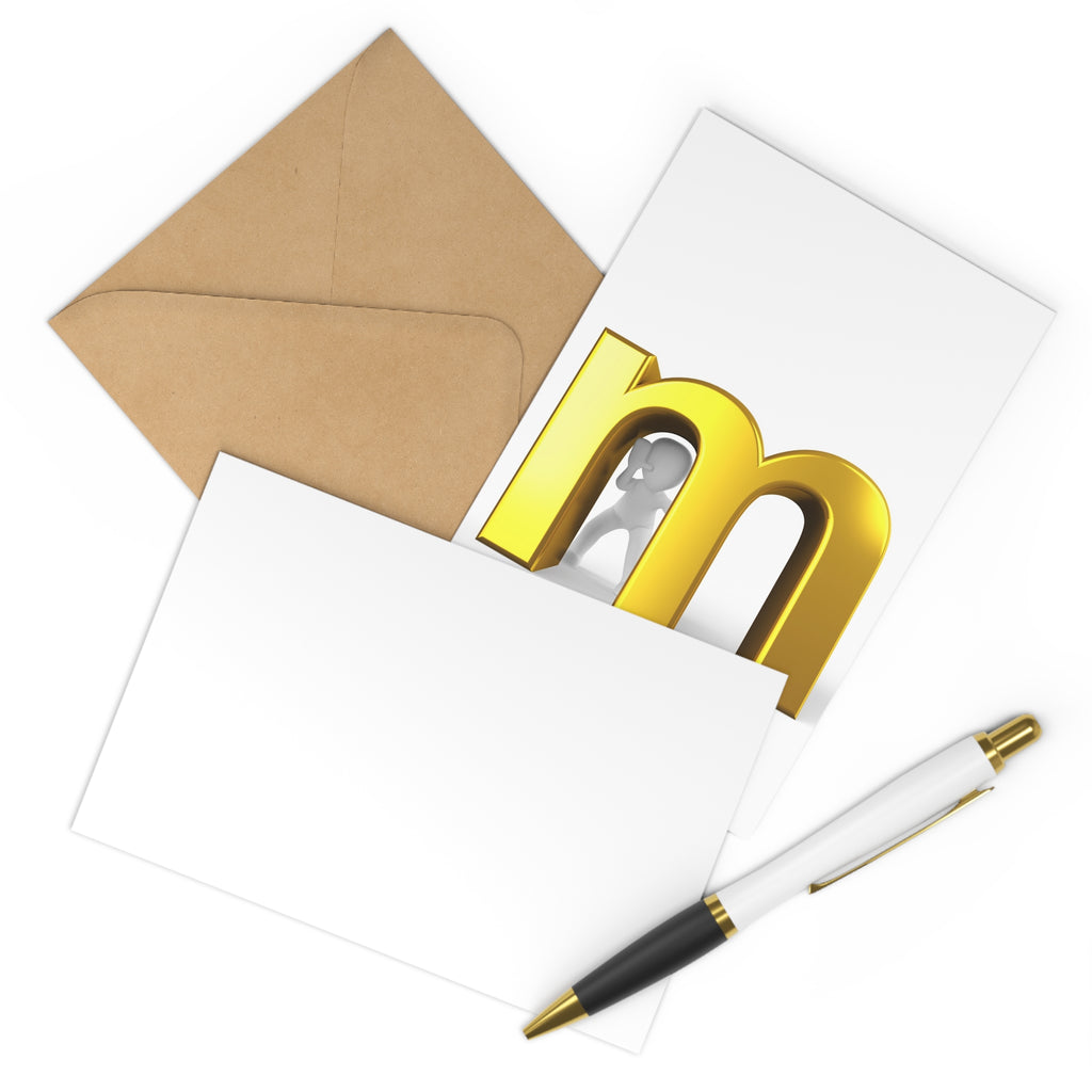 Gold 3D Letter M Postcards | Set of 7