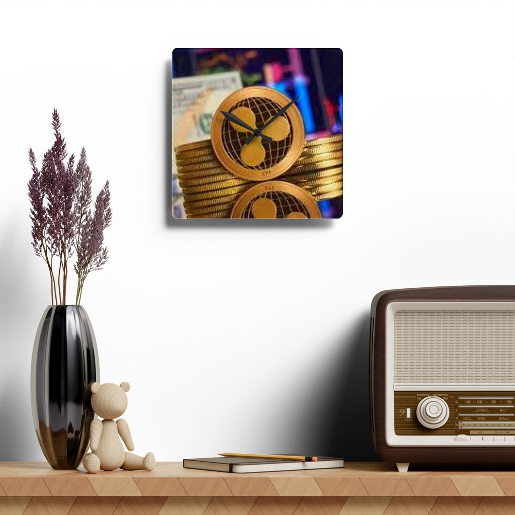 Ripple Cryptocurrency Coin Acrylic Wall Clock | Ripple XRP crypto decor