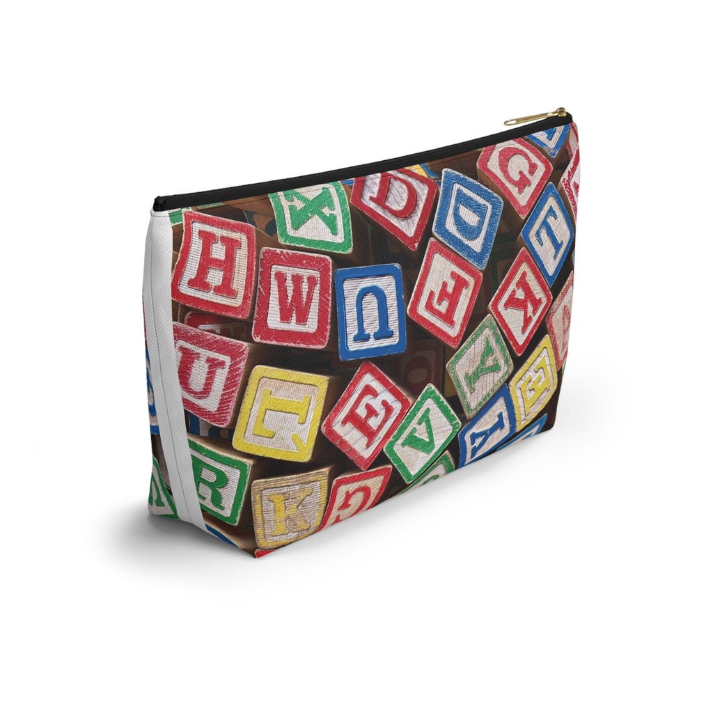 Scattered Wooden Alphabet Blocks Accessory Pouch