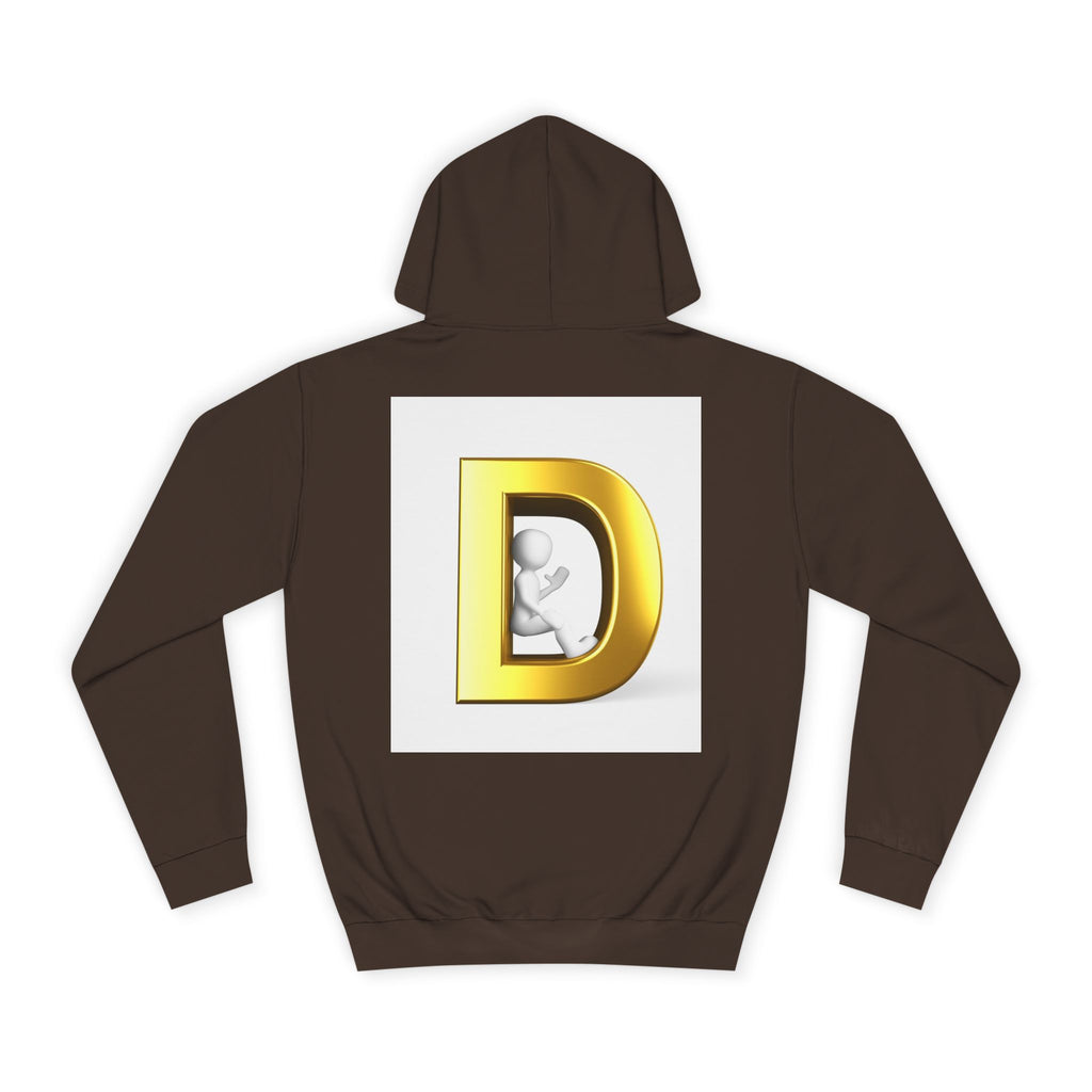 Gold Letter D Hoodie | Monogram Initial Sweatshirt, Metallic 3D Typography