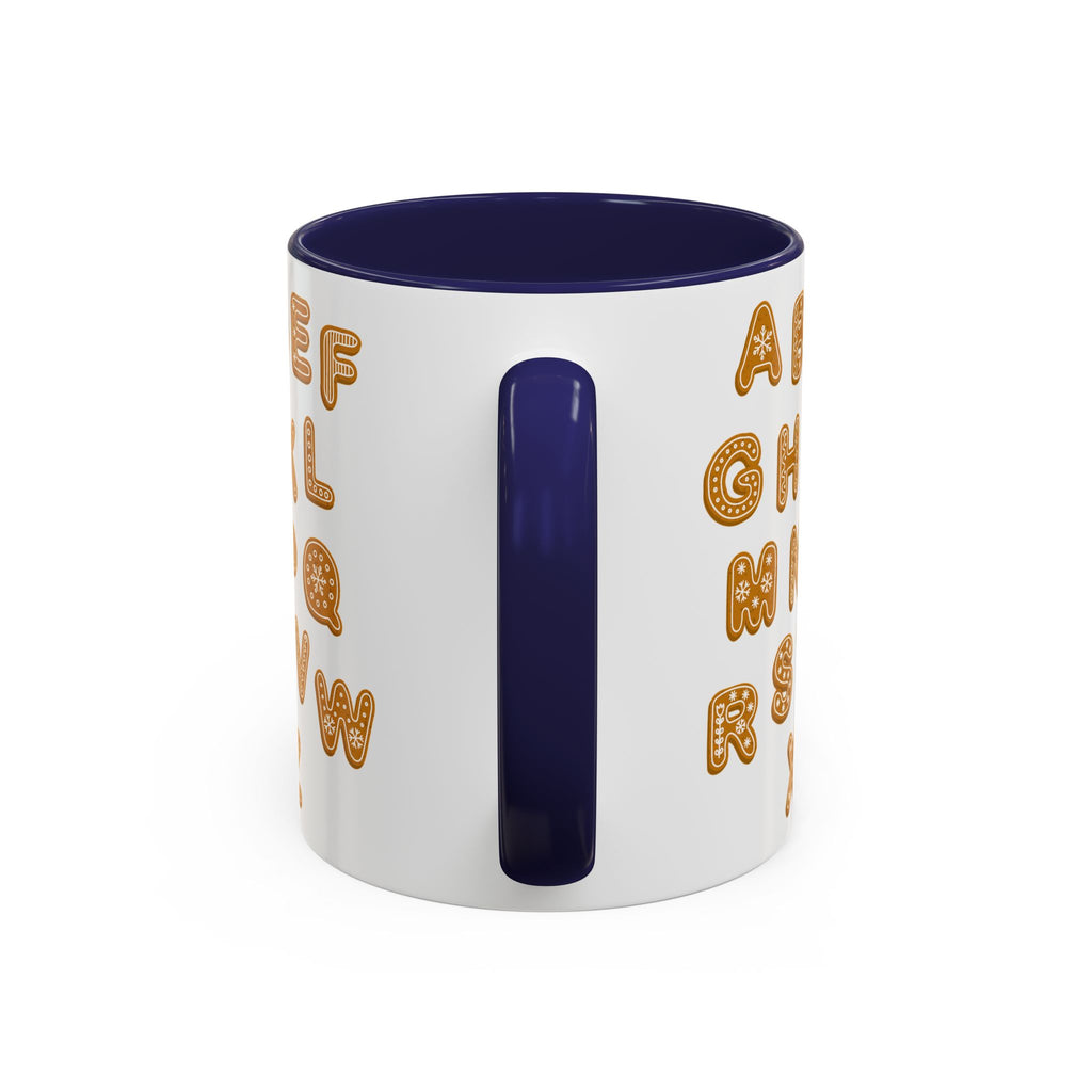 Lebkuchen-Alphabet-Tasse Akzent-Kaffeetasse | Keksbuchstaben-Muster
