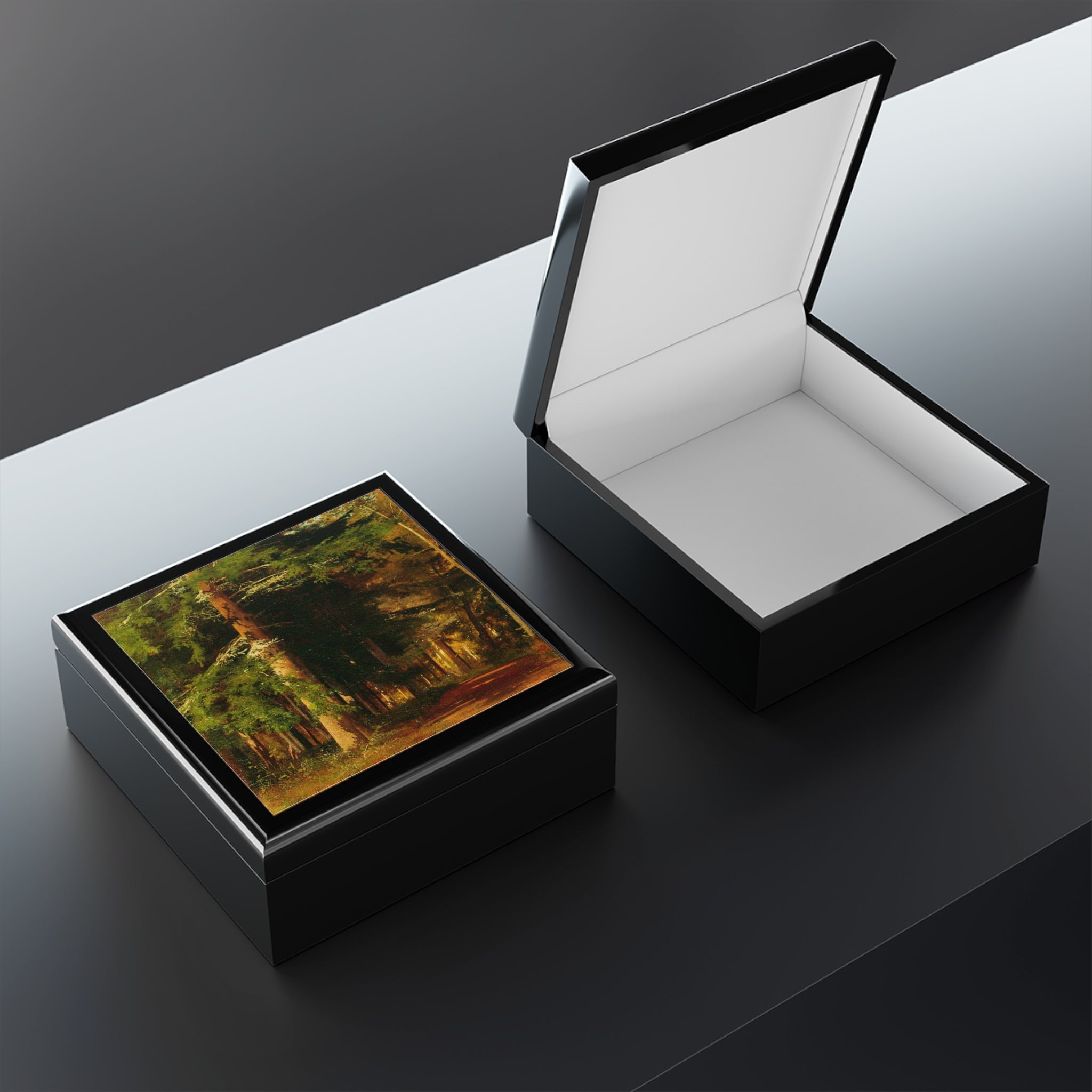 Forest Path Painting Jewelry Box | Woodland Landscape Trinket Box