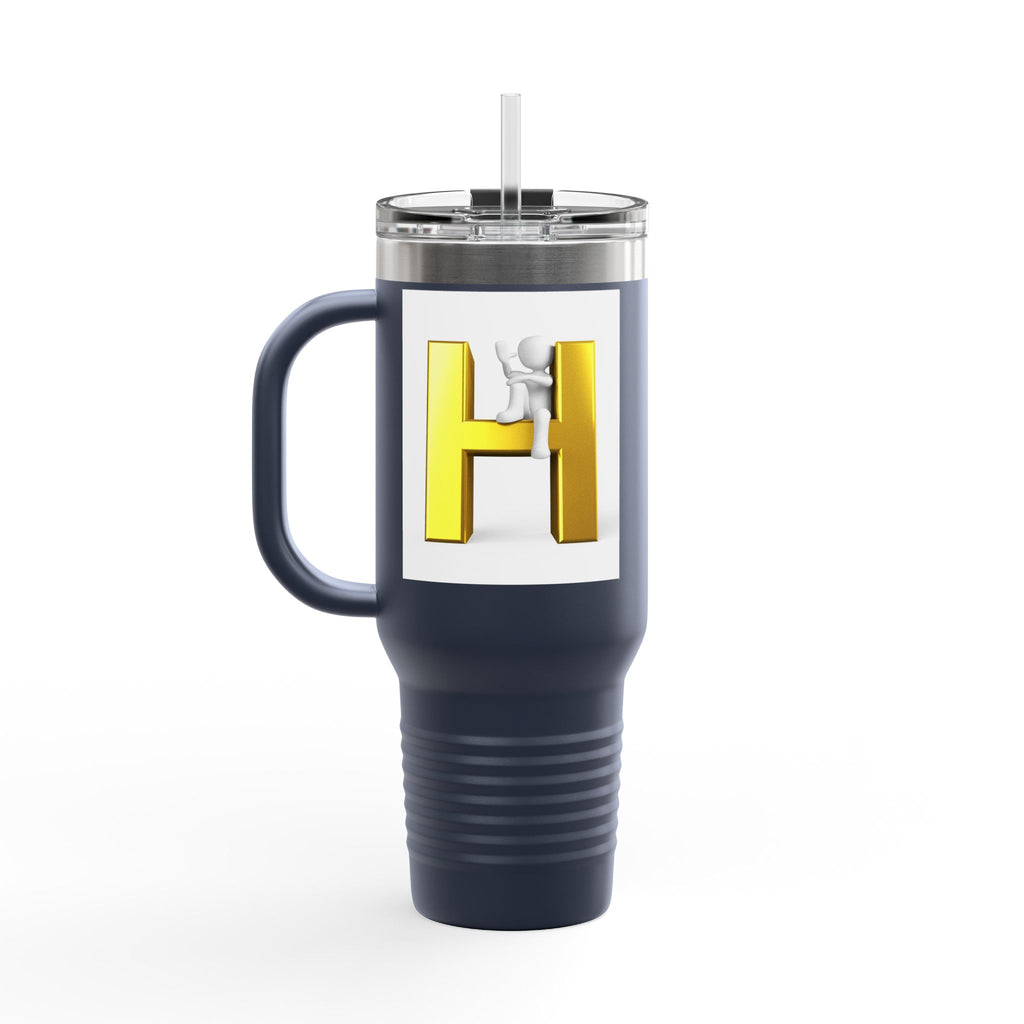 3D Yellow Letter H Monogram Travel Mug | 40oz Insulated Tumbler