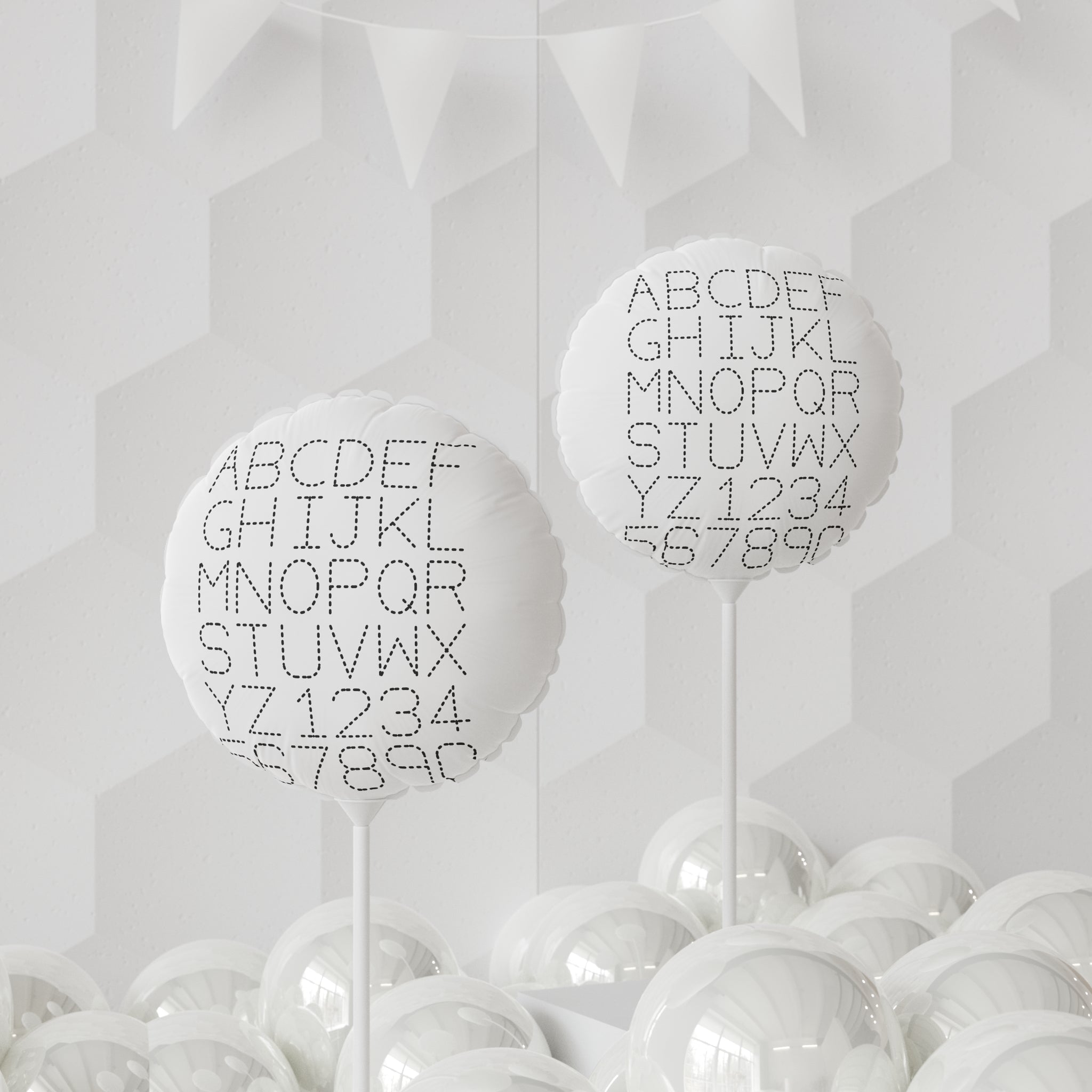 Dotted Alphabet and Numbers Balloon Round 11"