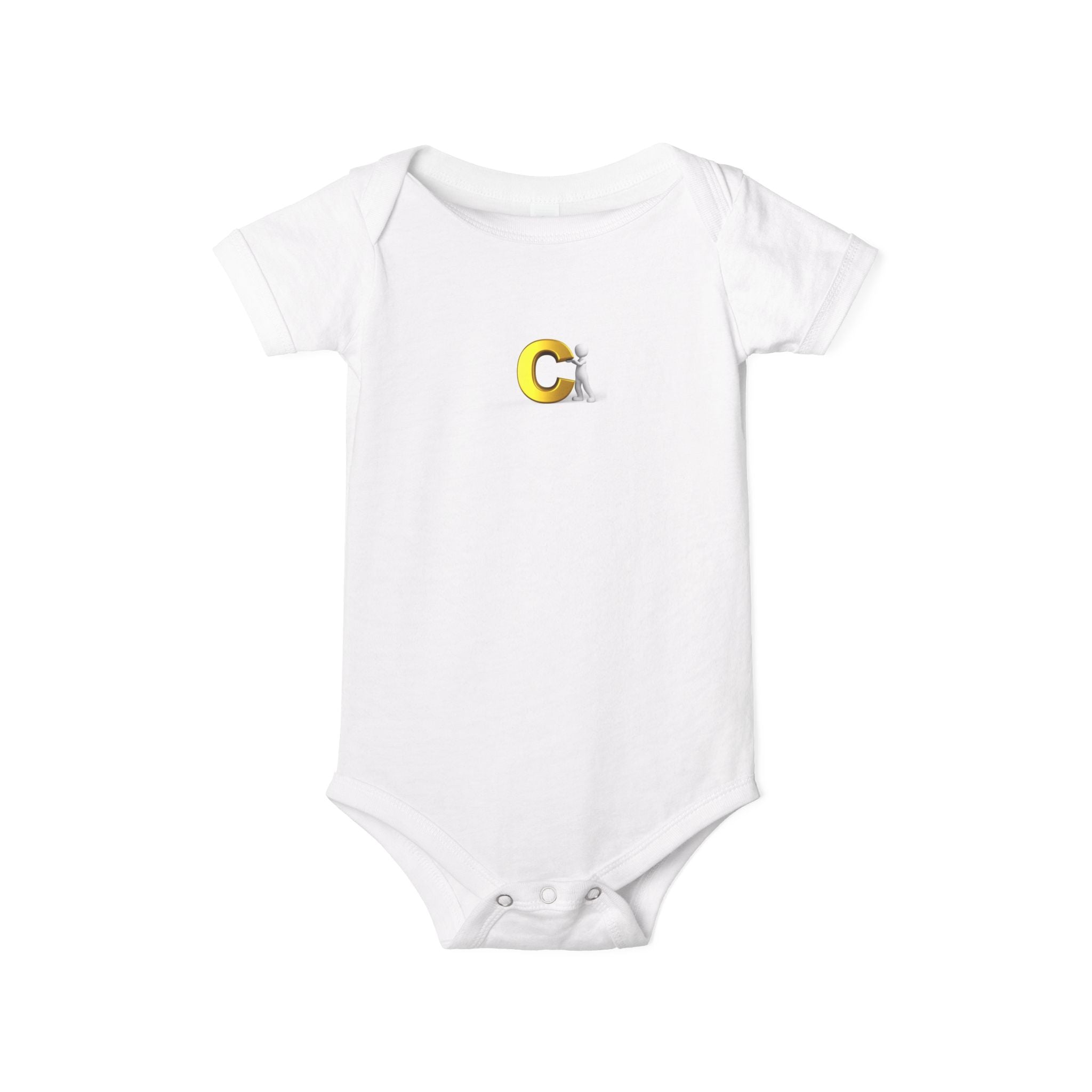 Body bébé une pièce Lettre C Poulet | Body de bébé monogramme initial