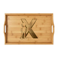 Letter X monogram bamboo serving tray | engraved initial tray