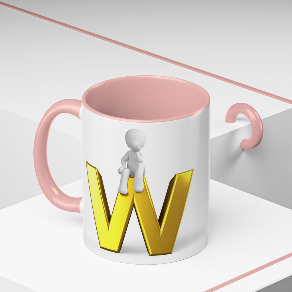 3D Letter W with Sitting Figure Mug | Accent Coffee Mug