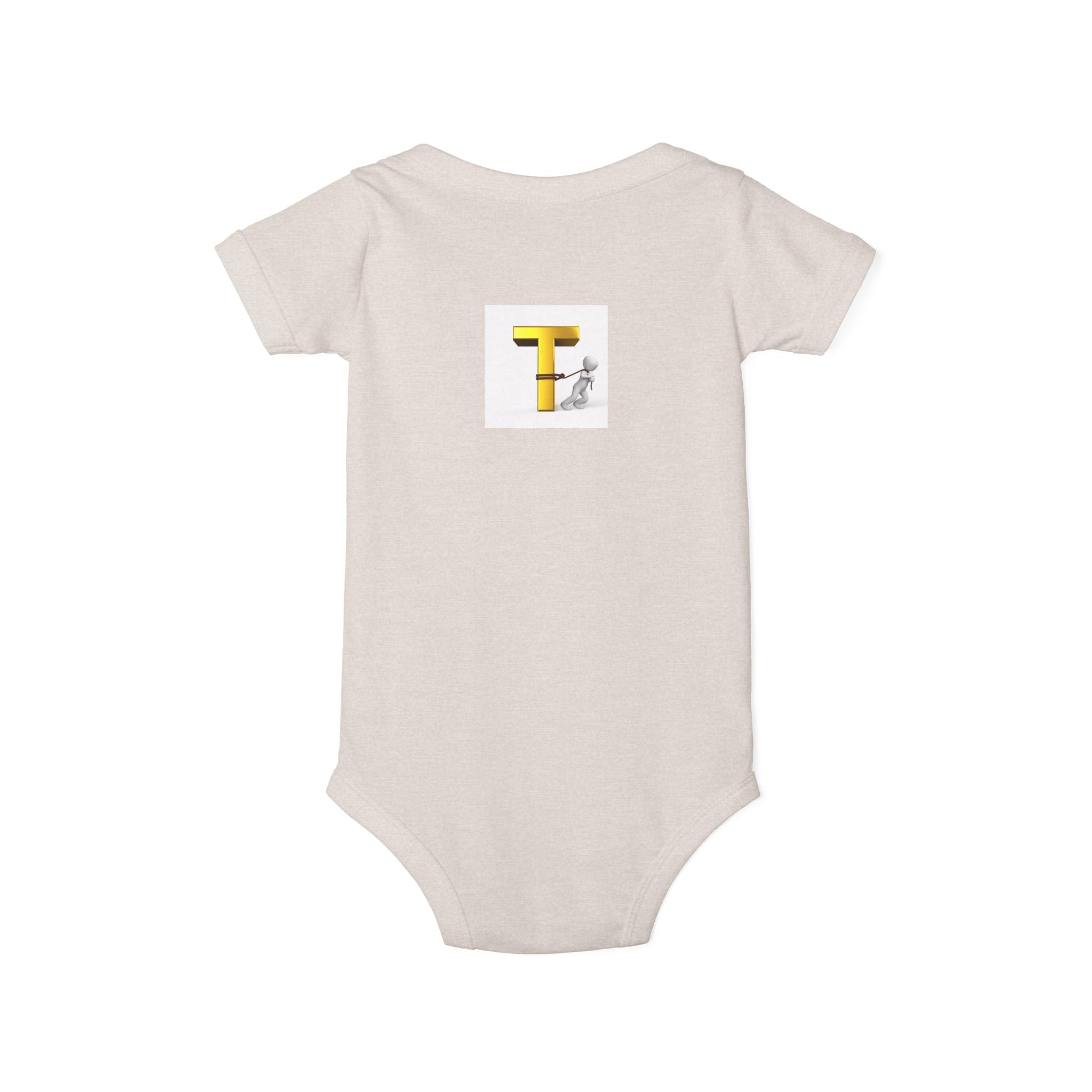 Yellow Letter T with Figure Infant Onesie | Baby Monogram Onesie