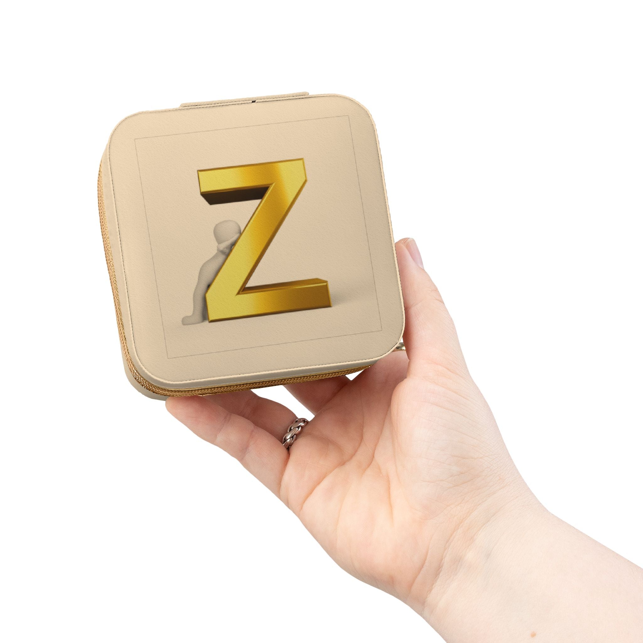 Étui de Voyage à Bijoux Monogramme Z Doré | Organisateur de Bijoux de Voyage Compact