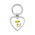 Gold Letter T Heart Keychain | Initial T Keyring, Monogram Heart Charm