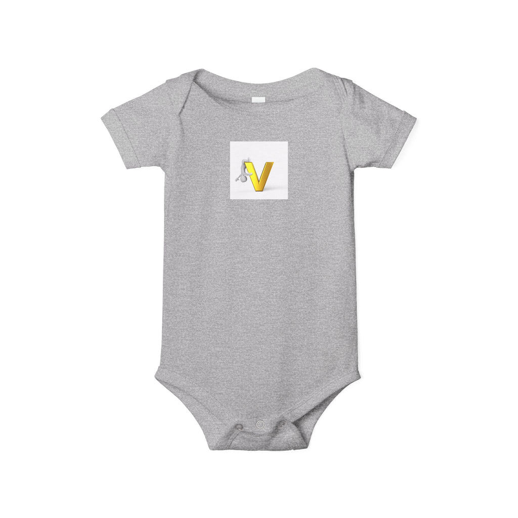 Letter V Baby Onesie | Gold Monogram Infant Bodysuit