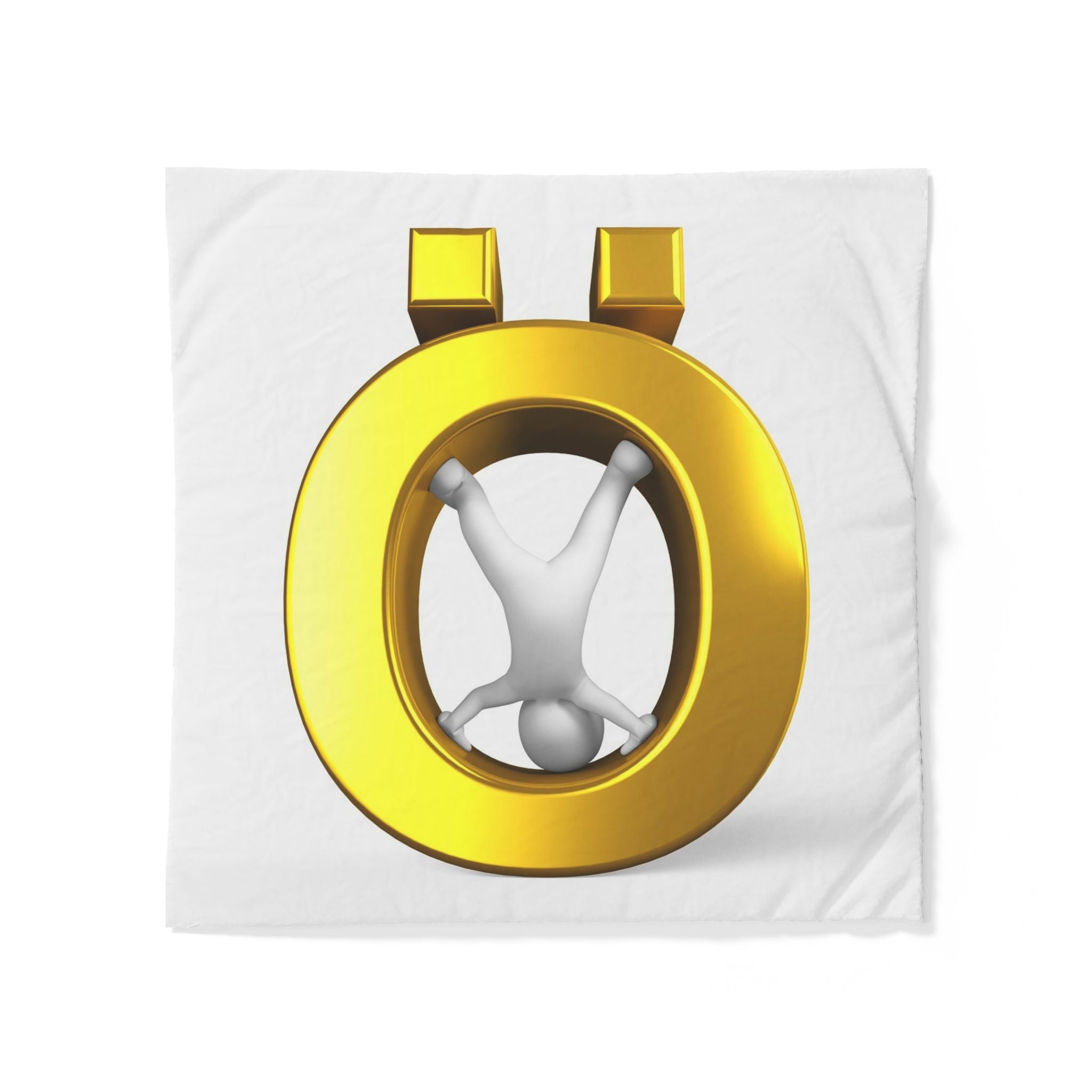 3D Gold Letter O with Figure Cotton Duvet Cover | Minimal Modern Bedding