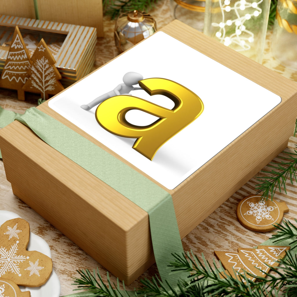 Gold Letter A with Stick Figure Sticker