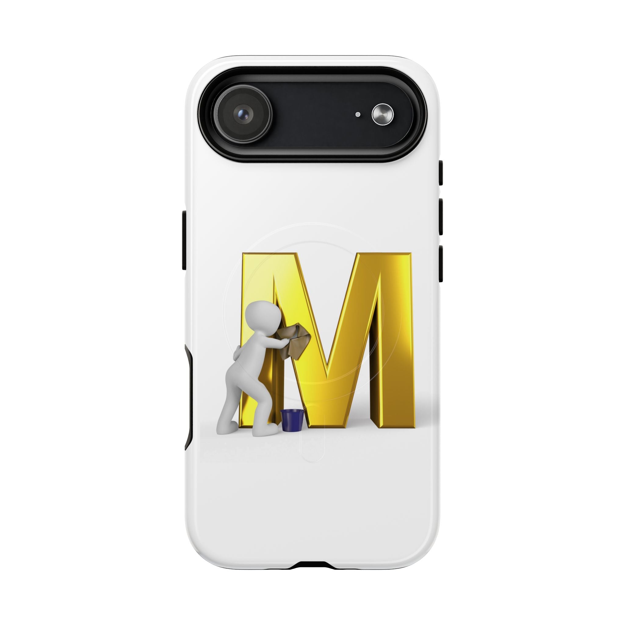 Coque de téléphone aimantée et robuste avec lettre M dorée | Coque magnétique résistante