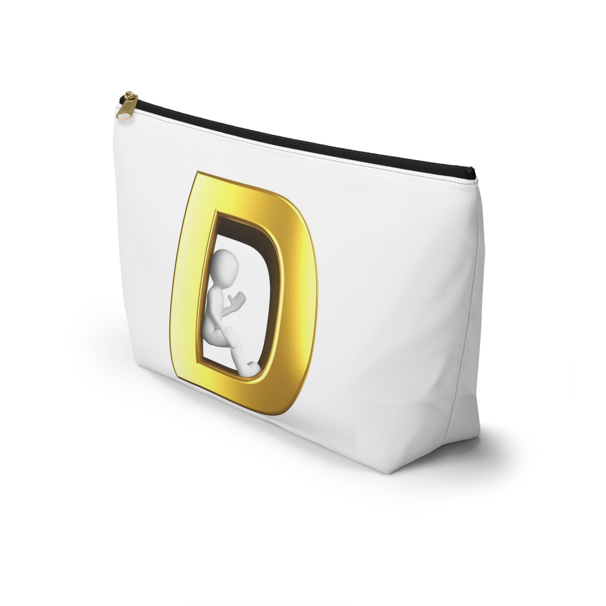 Gold Letter D with 3D Figure Accessory Pouch