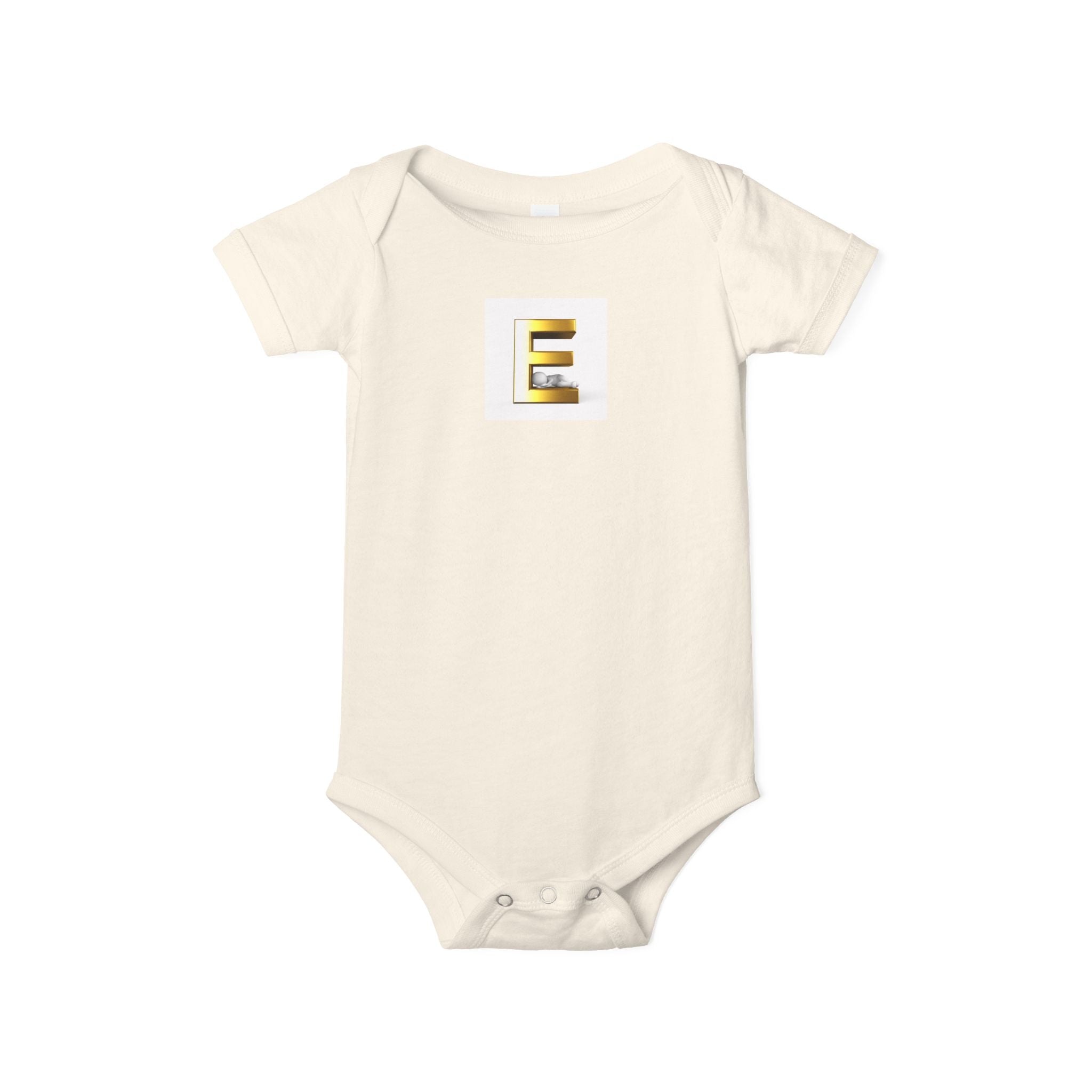 Body bébé motif lettre E dorée | Body bébé personnalisé initiales