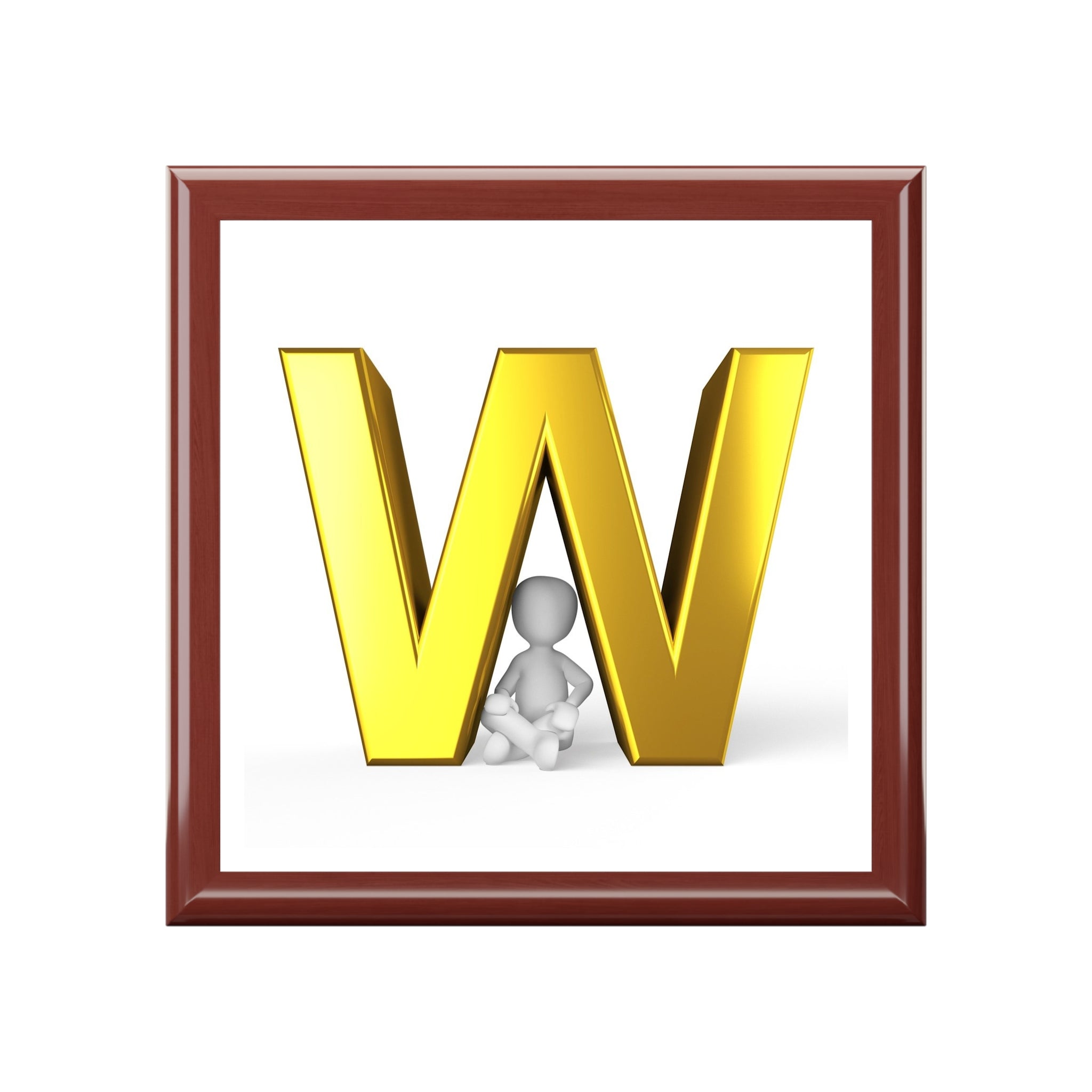 Gold Letter W Monogram Jewelry Box | Personalized Initial Keepsake