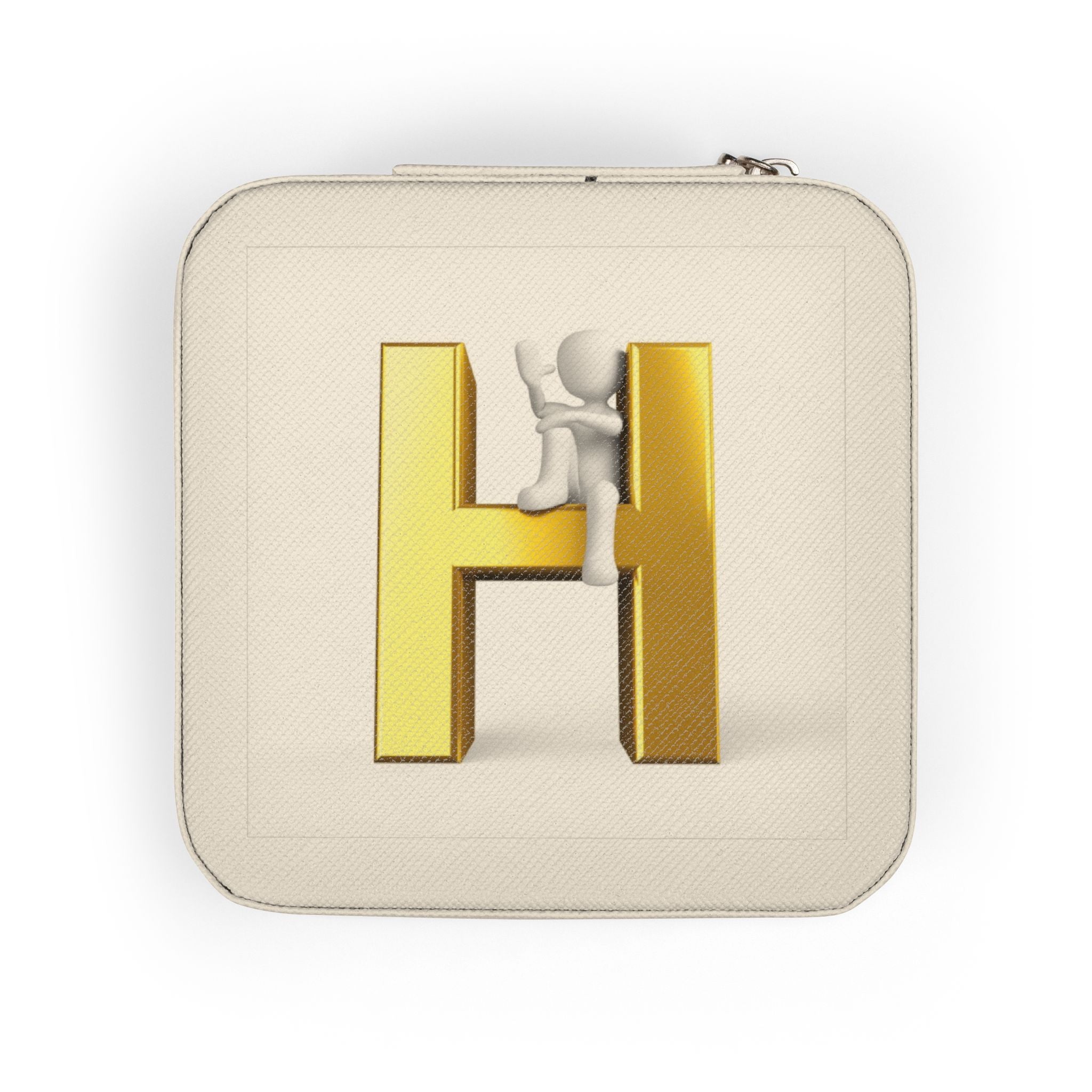 Monogram H Initial Jewelry Travel Case | Compact Square Organizer