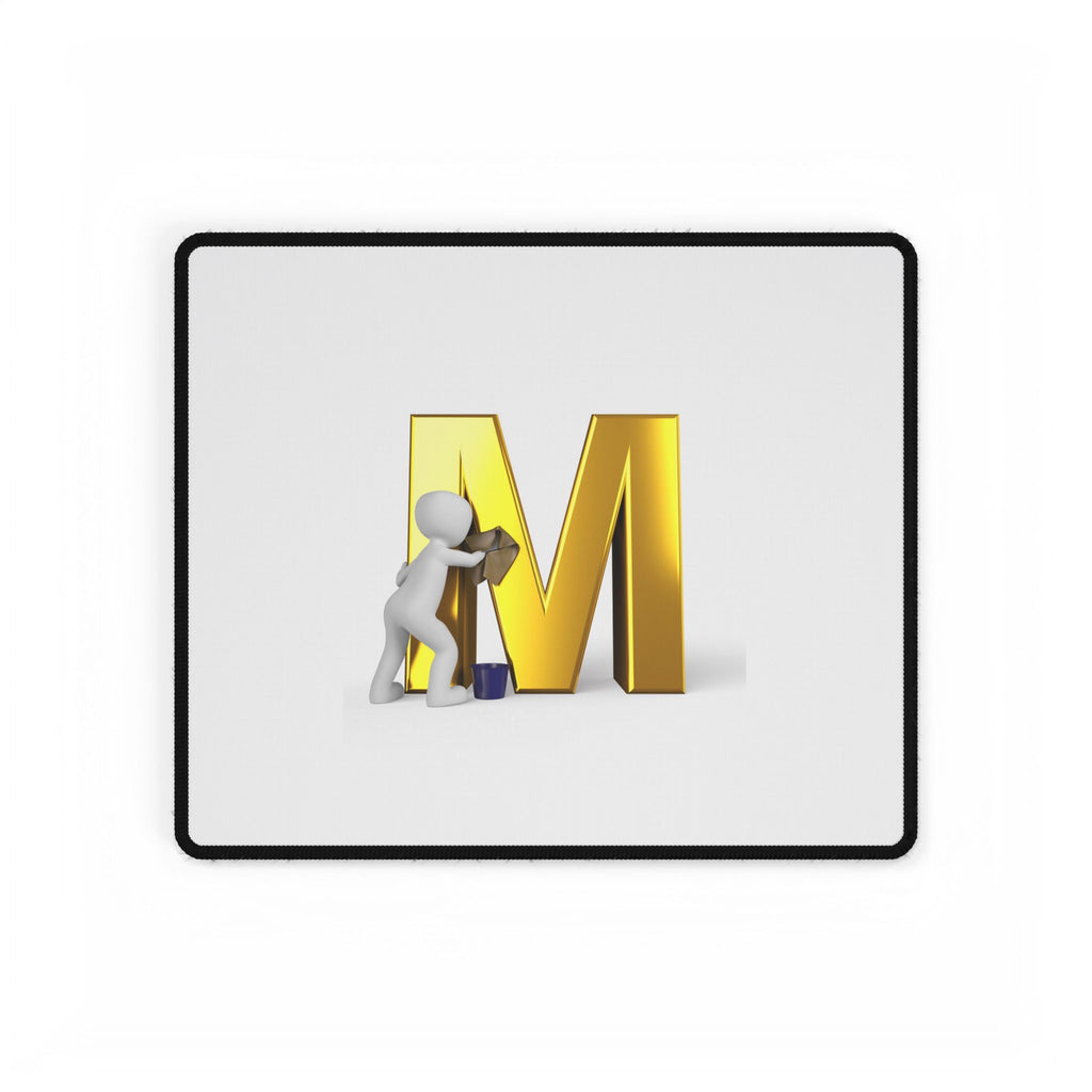 Gold Letter M with Painter Character Desk Mat | Large Mouse Pad Deskmat