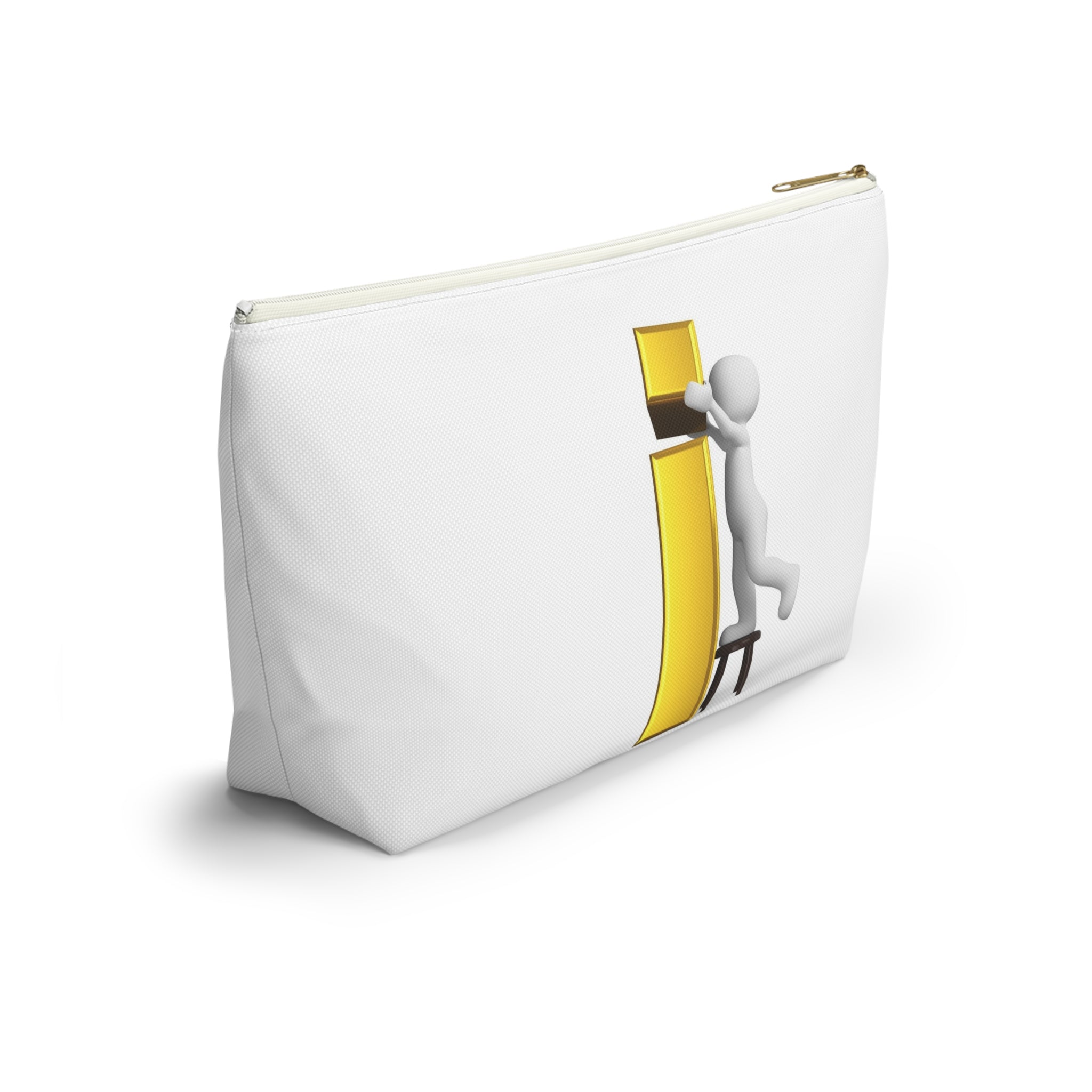 3D Stick Figure Building Gold Letter i Accessory Pouch | T-Bottom Zipper Pouch
