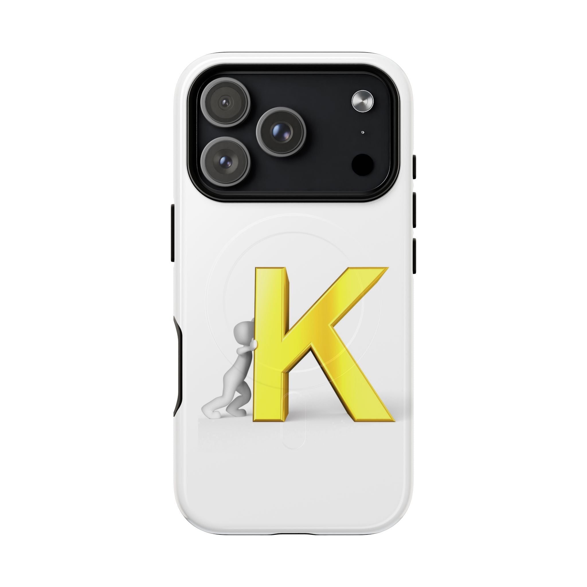 Yellow K Letter Phone Case | Tough Magnetic Case, Monogram Initial K