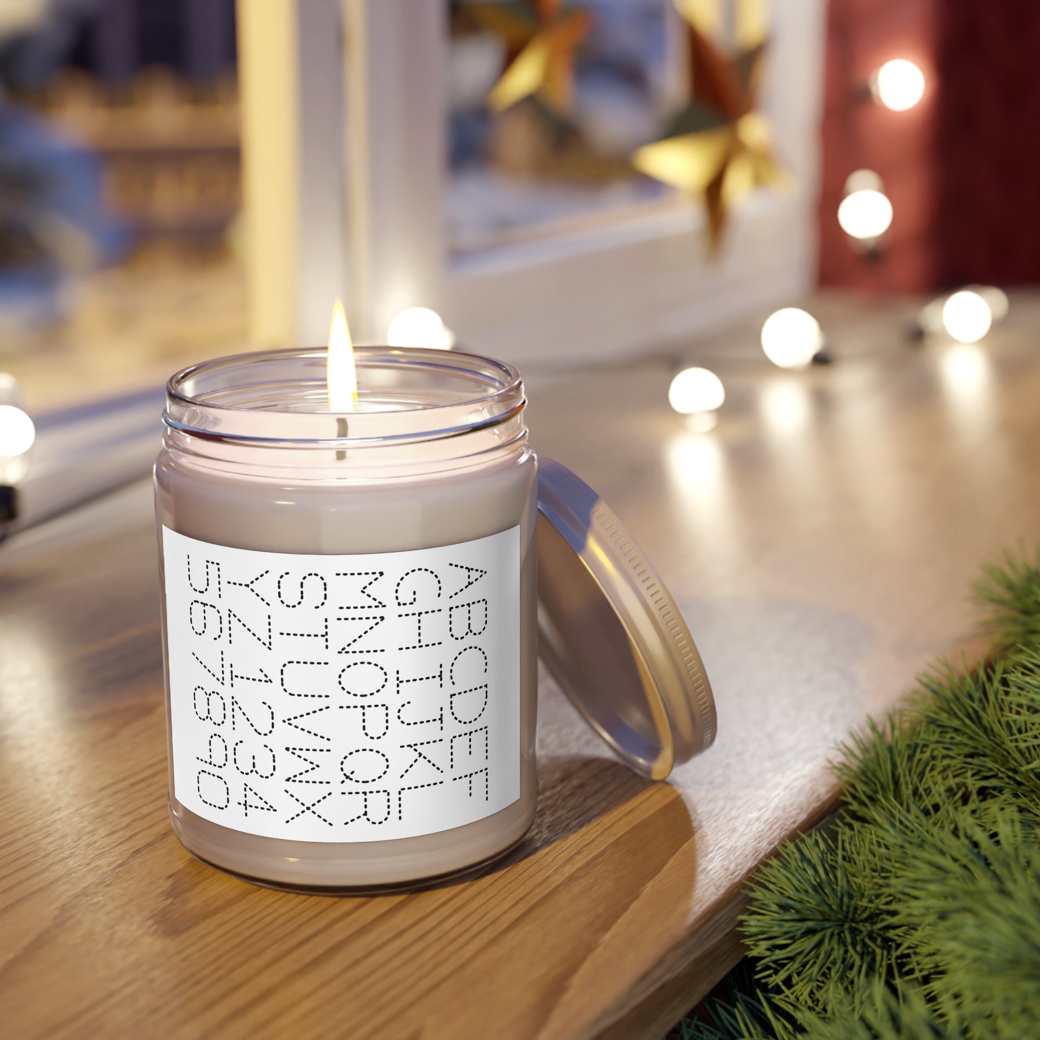 Bougie Alphabet à Motifs à Pois | Bougie Jarre de Soja 9oz avec Couvercle Blanc