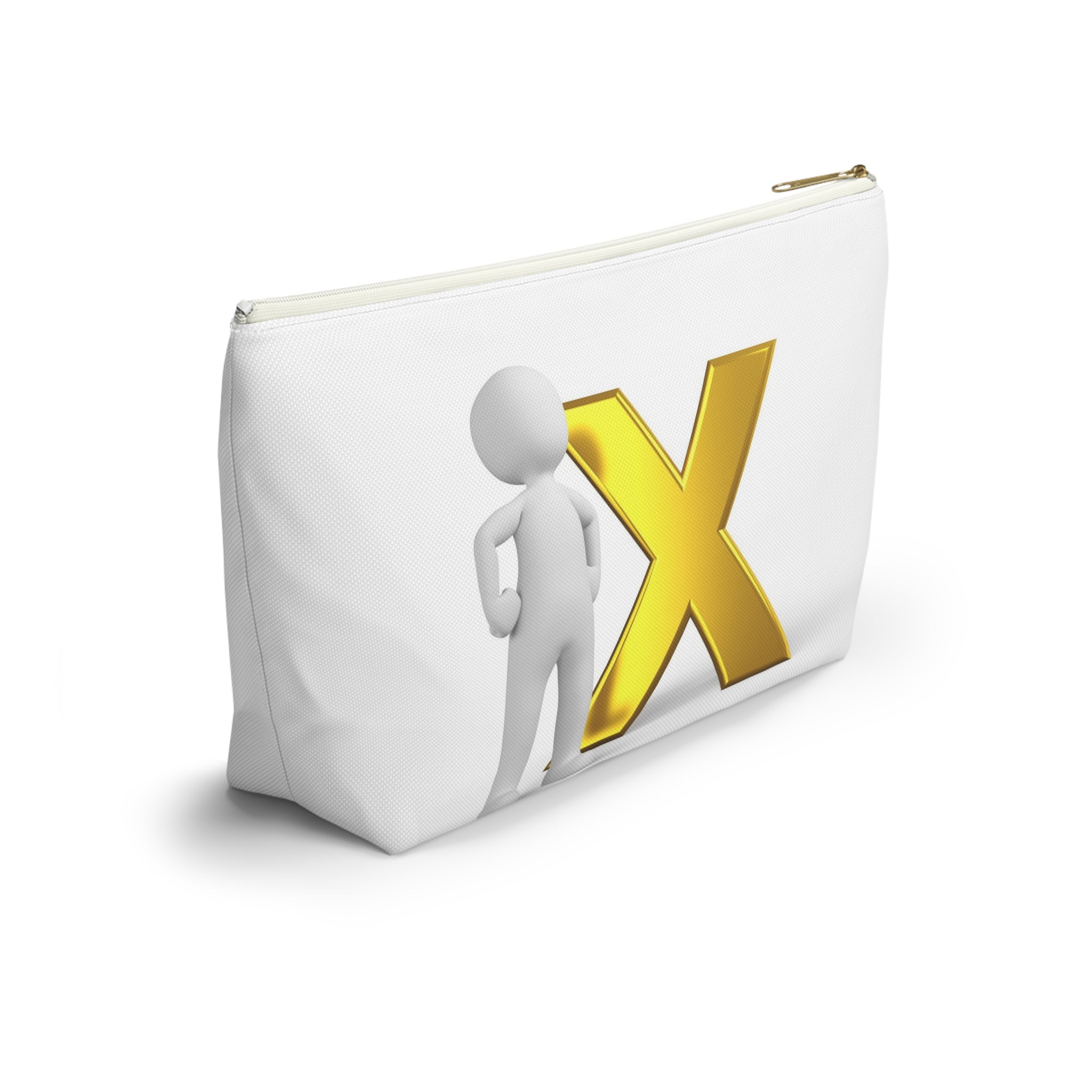 3D Stick Figure with Gold X Accessory Pouch