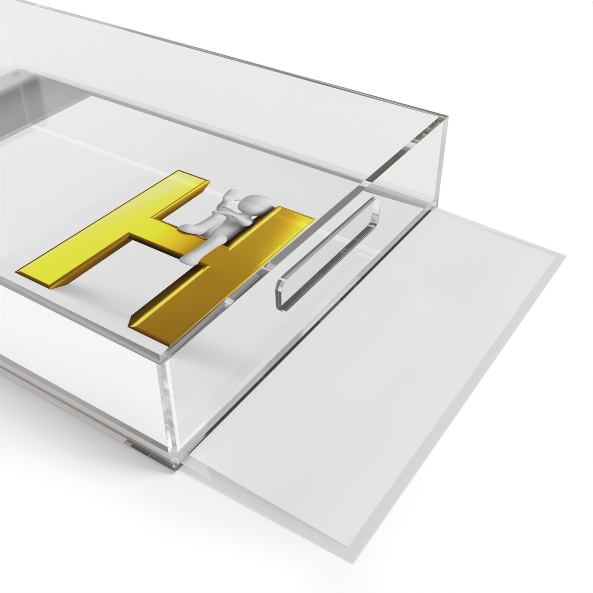 Gold 3D Letter H with Climbing Figure Acrylic Serving Tray | Monogram Decor