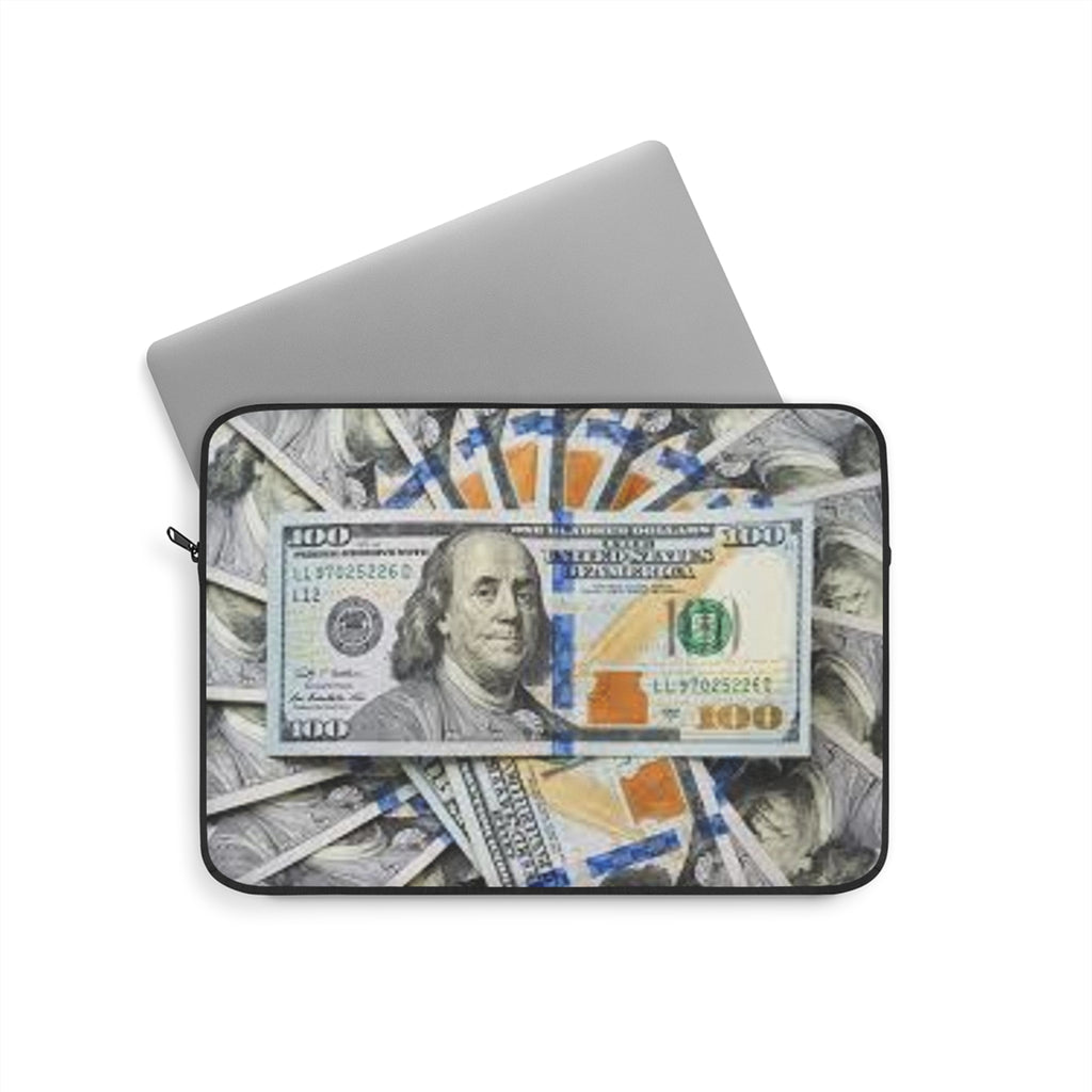 Stack of 100 Bills Laptop Sleeve | Money Cash Print | Benjamin Franklin Design