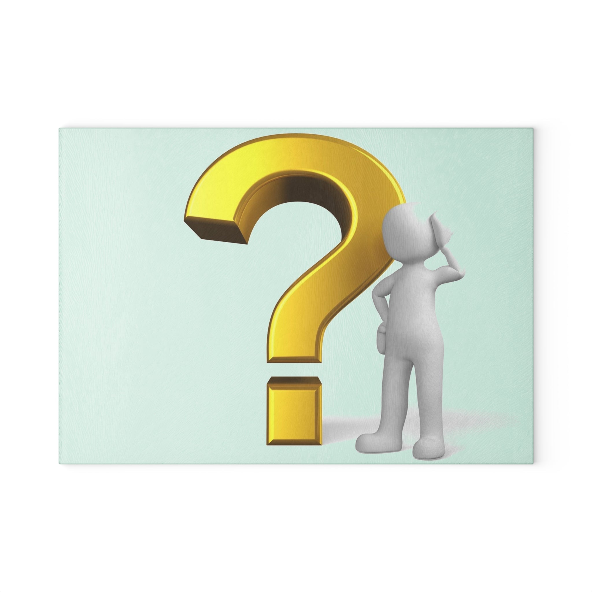 3D Gold Question Mark figure Glass Cutting Board | Decorative Kitchen Chopping Board